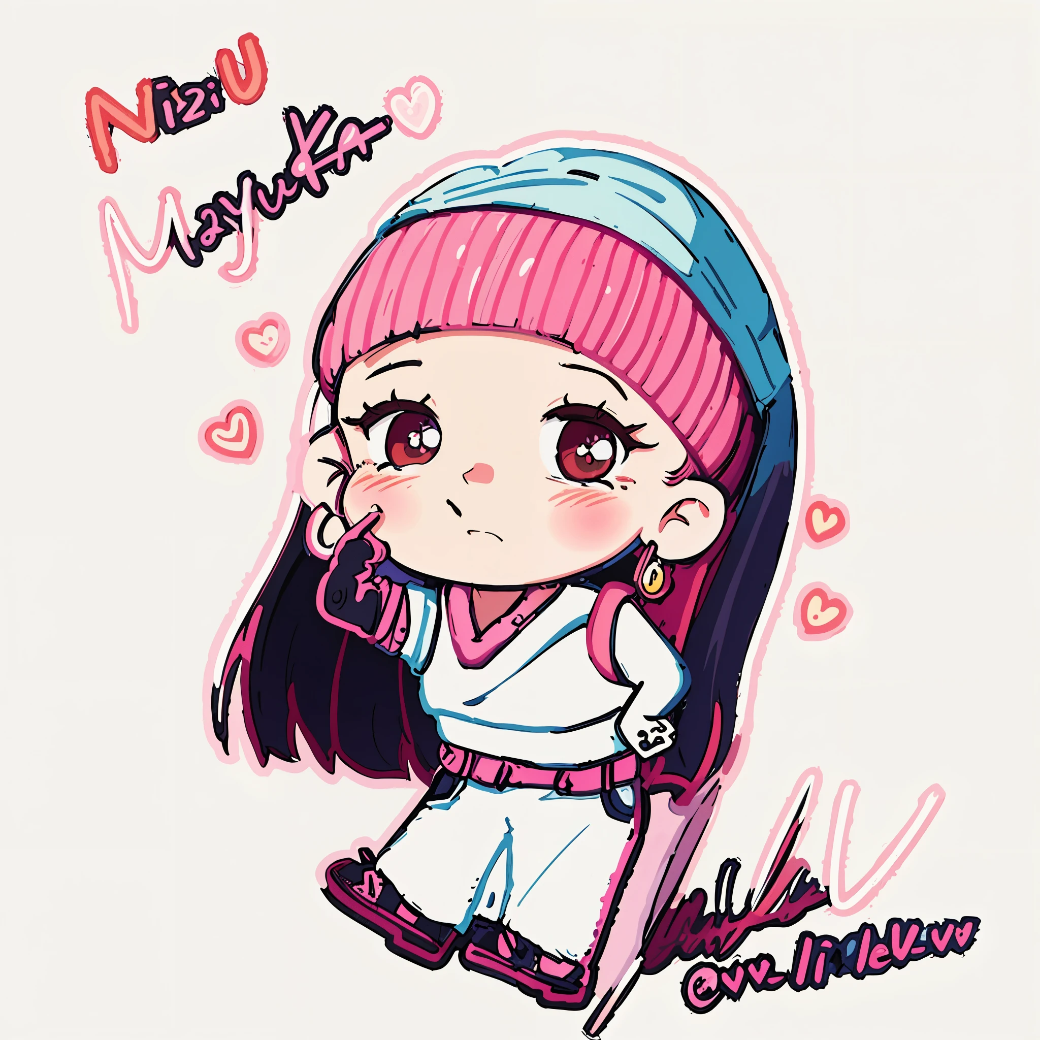 Cartoon girl with hat and scarf talking on mobile phone, mihoyo art style, yuruyuri, chibi girl, natsumi mukai artwrok, in anime style, mikudayo, anime style, cute art style, pixiv, marin kitagawa fanart, official fan art, chibi art, chibi style, pixiv style, Mitsumayo