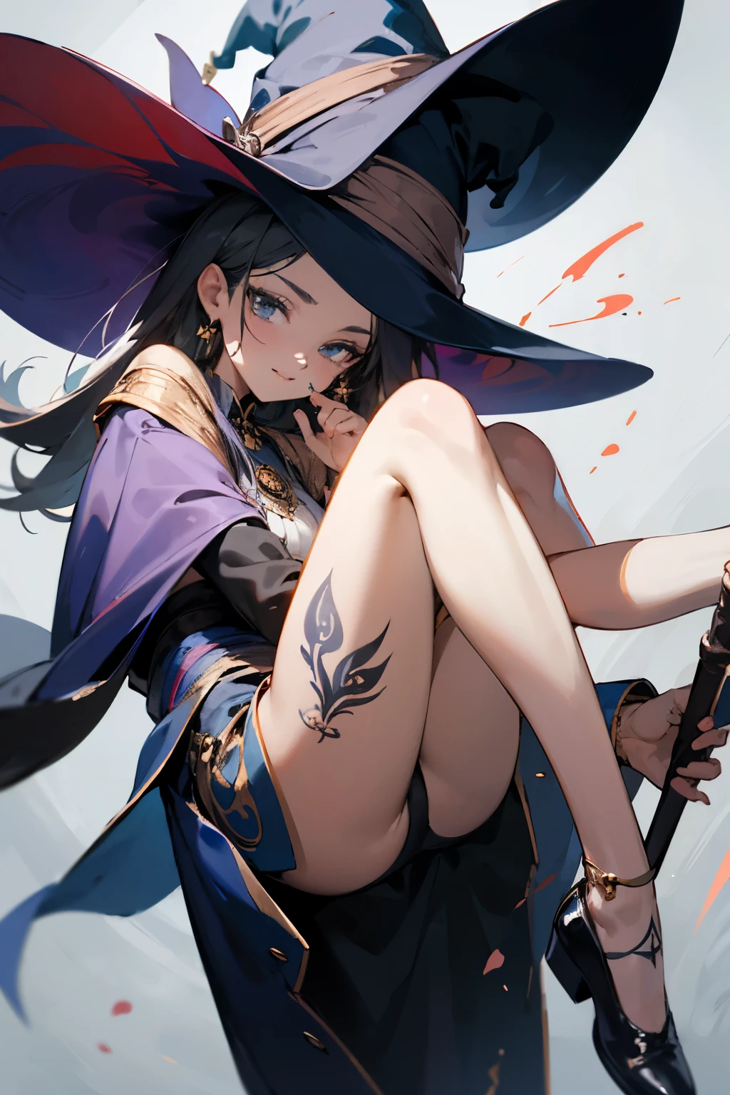 ((best quality)), ((masterpiece)), (detailed), perfect face
witch, magic clothes, magic tattoo, legs