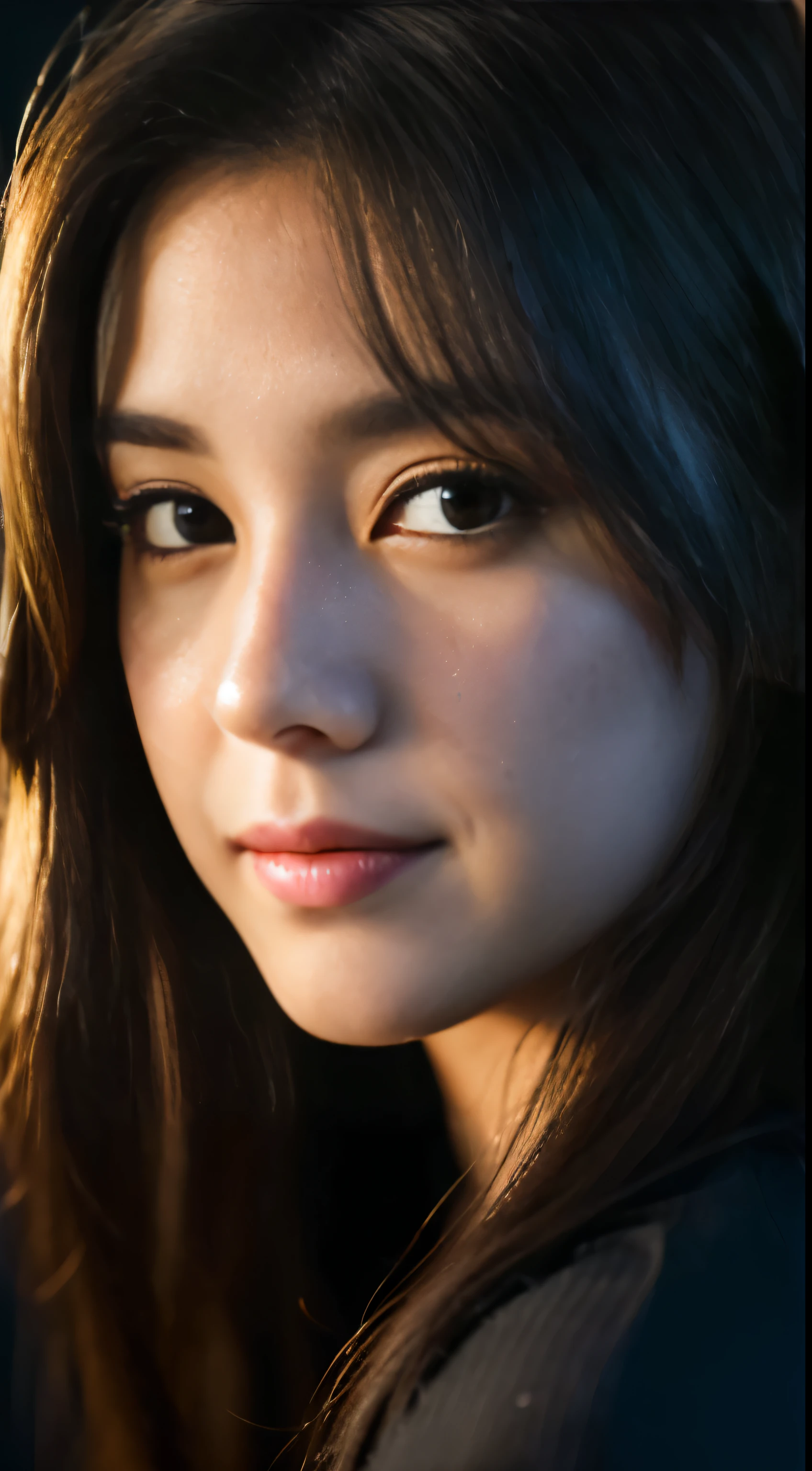 mais alta qualidade, realistic epic, ((in the pitch black escuroness :1.4)), ((retrato:1.5)),(fundo: escuro ) alto contraste ,imagem gloriosa, menor luxo, lighting Face, She's comfortable, vestindo nada, , It looks amazing, (8K, Foto CRU, mais alta qualidade),(realistic epic:1.5), uma mulher, Face,(olhos detalhados:0.8),(looking at the camera:1.4), (mais alta qualidade), ( alto contraste, sombras profundas),detalhes intrincados,cinematic,((pele:1.4)), (long escuro hair:1.3), cabelo longo, messy ,(hdr:1.5),detalhado, cores, Qualidade superior, obra de arte, Foto CRU (20 anos de idade, olhando para o espectador), lindo, (vestindo camisa amarela lisa,), perfeito, natural, perfeito composition, retrato, perfeito Face, sorridente expression, olhos cativantes, detalhes brilhantes, tight lips, (detalhe de pele alto),, (tonalidade azul: 0.6), (oferta: 0.8), (sangrento: 0.7), Main lighting , (luz de fundo: 0.5), medium depth of field, 5D Canon, Lente de 50 mm, f/4 aberturas, (ultra-detalhado, Detalhe Complexo), sharp focus, soft cores, 8K, Absurdo, 80mm, bokeh fundo, fotografia, sorridente, hijab, peitos grandes, neon lights fundo