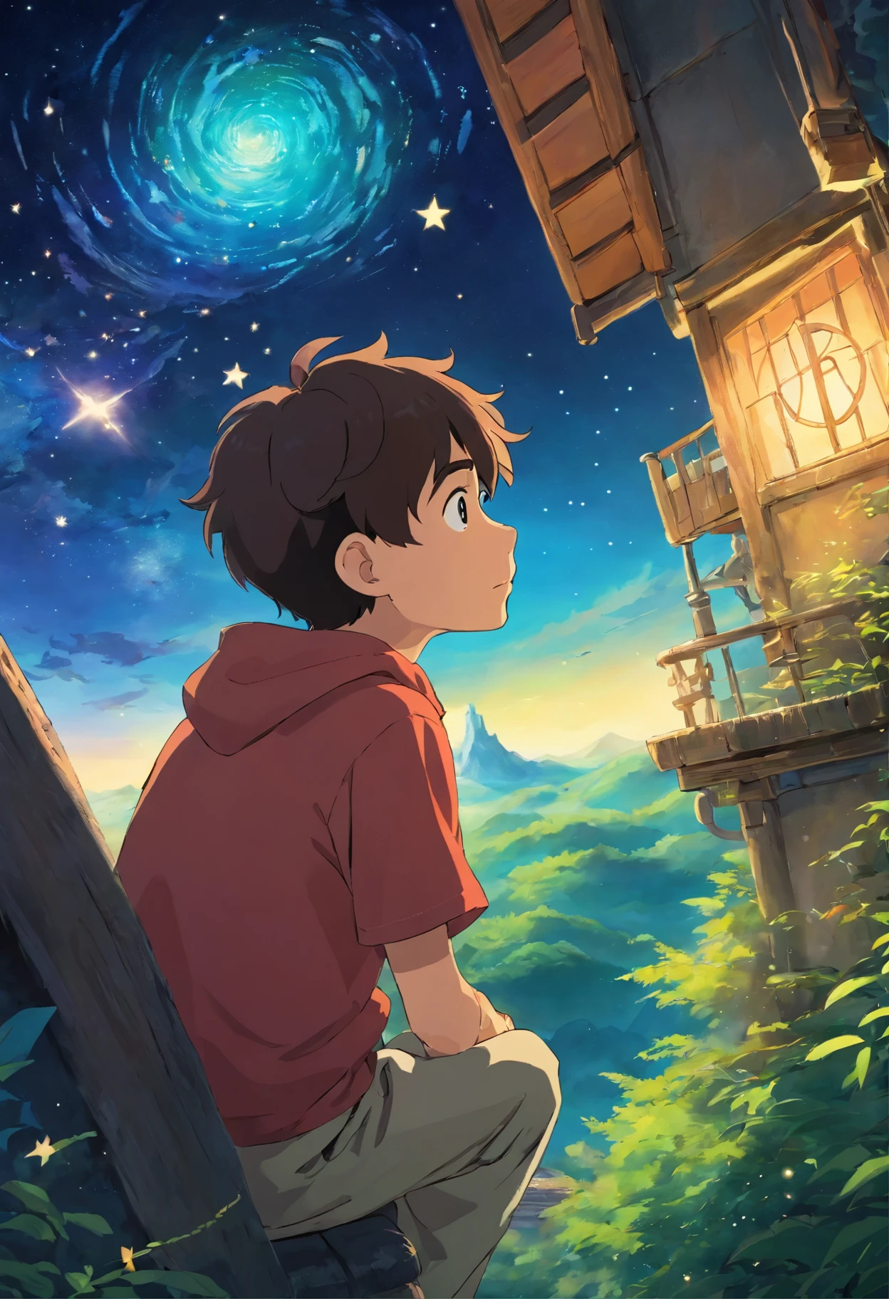 boy looking at the stars
