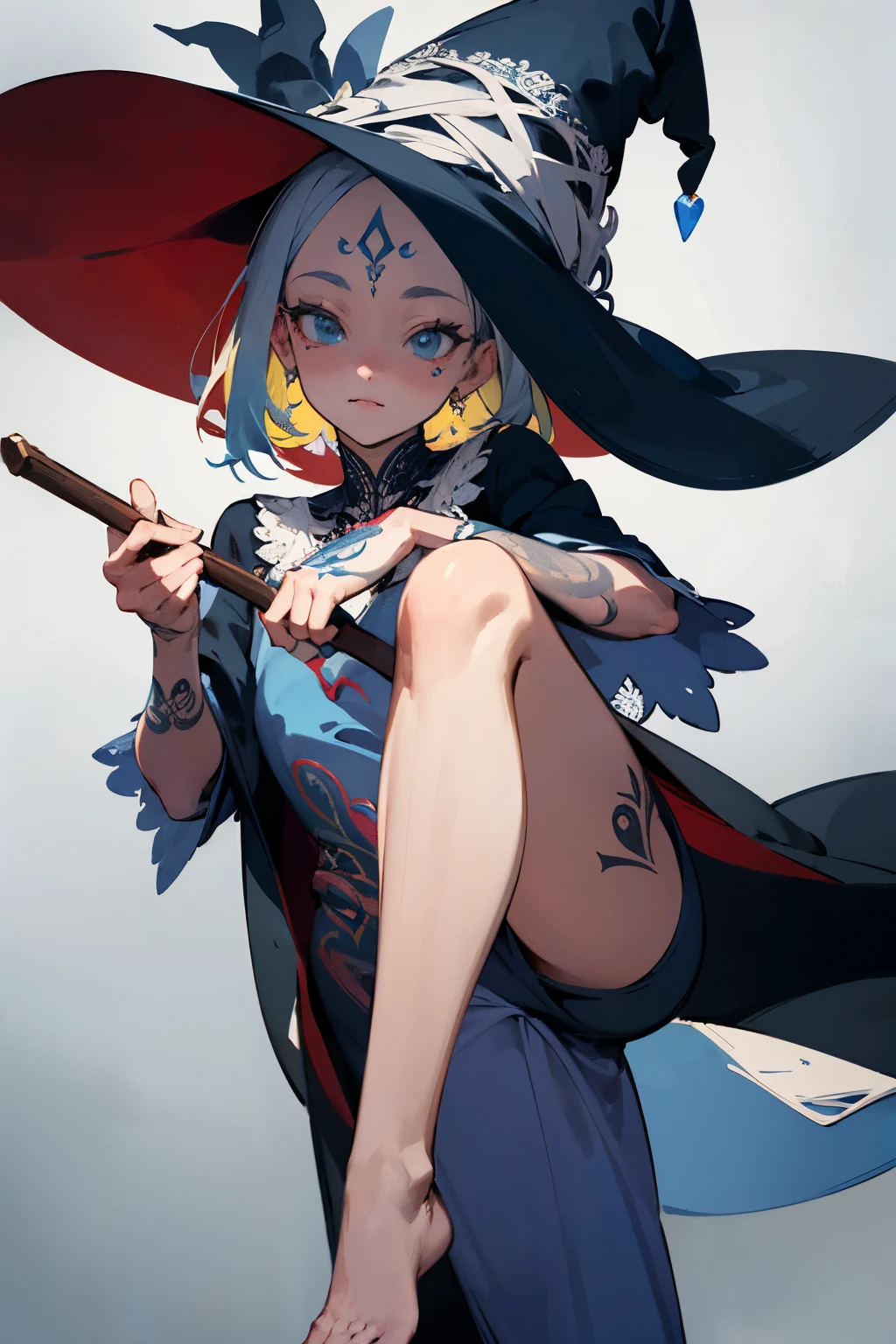 European and American cartoon witch,side light,Thick lines,whole body