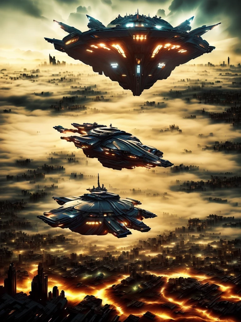 ((giant alien ship flying over city and small people below:1.5)), ((epic and dramatic jungle landscape scene:1.5)),((Imaginative scene)),((perfect, meticulously detailed: 1.4)), ( (full shot: 1.4, dynamic pose: 1.3)), ((Best Quality)), ((Masterpiece)), 3D, (Hyper Detailed: 1.3), ((Epic Landscape: 1.3)), (Photorealistic: 1.4), ((Front camera, wide shot)), ( (Low-light night movie lighting: 1.2)) .32k.