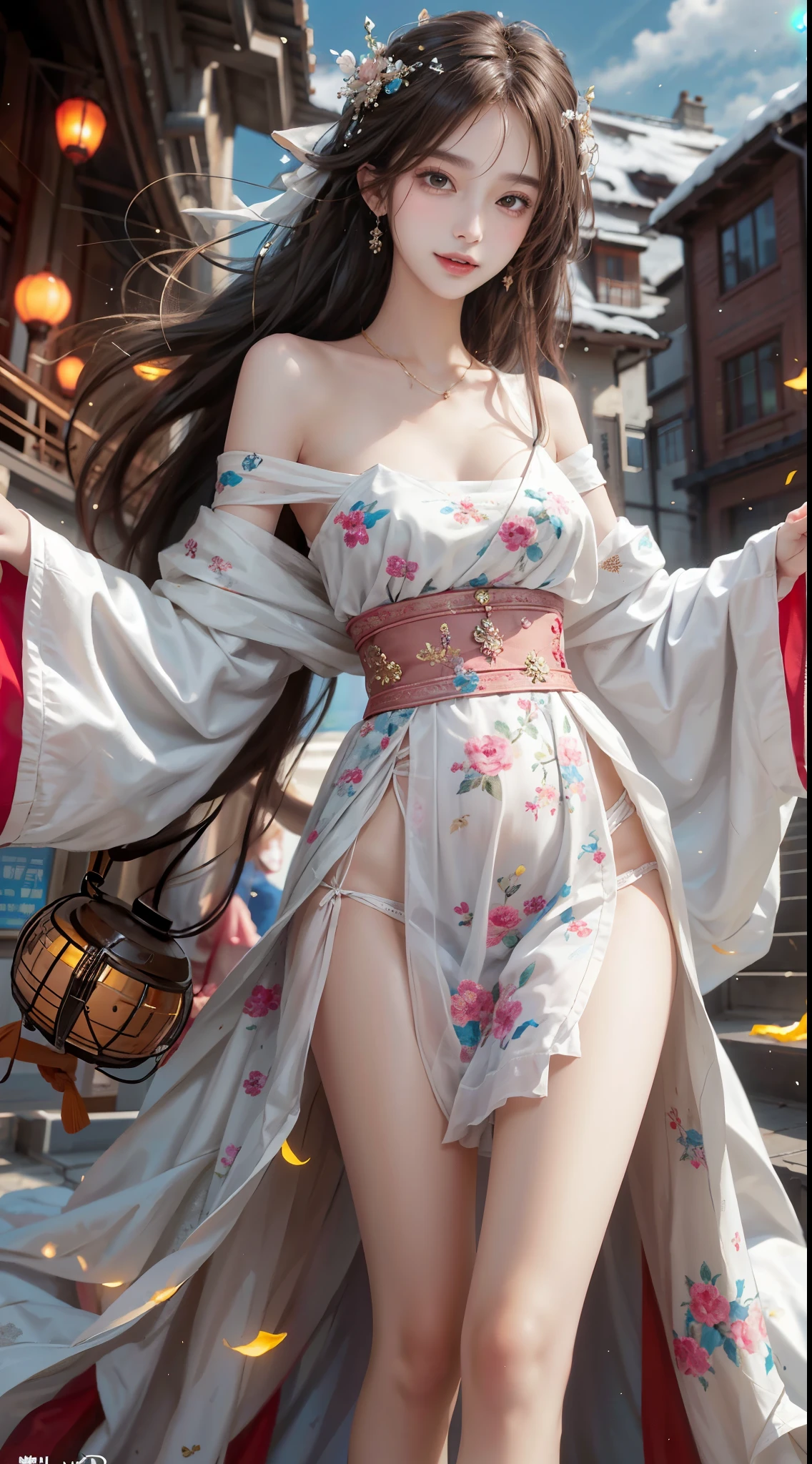  ((full body)), ((leaning forward)), ((Random shooting angle)), ((bare shoulders)), ((realistic)), ((The hemlines are very short)), ((Big , cleavage)), 1girll, posed for photo, Outdoor scene, the night, lamplight, Stand up, Pleasing posture, Eye-catching poses, pretty legs, looking at viewert, Detailed scenes, curlies, Air bangs, Beautiful hair accessories, Brownish-yellow hair, light make-up, Blushlush, Gloss on lips, (Campus style), warm lights, a warm color palette, Detailed details, Super detailed, (tmasterpiece, best qualtiy), (An extremely delicate and beautiful work), Delicate earrings, Delicate necklace, Simple blurred background, Extreme detail description, Ultra-fine painting, Delicate face, slim toned body, Slimming the waist, (grin, happy grin, Baring teeth), (anatomy correct)