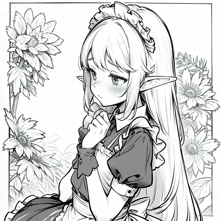 elf, maid, blush, shy