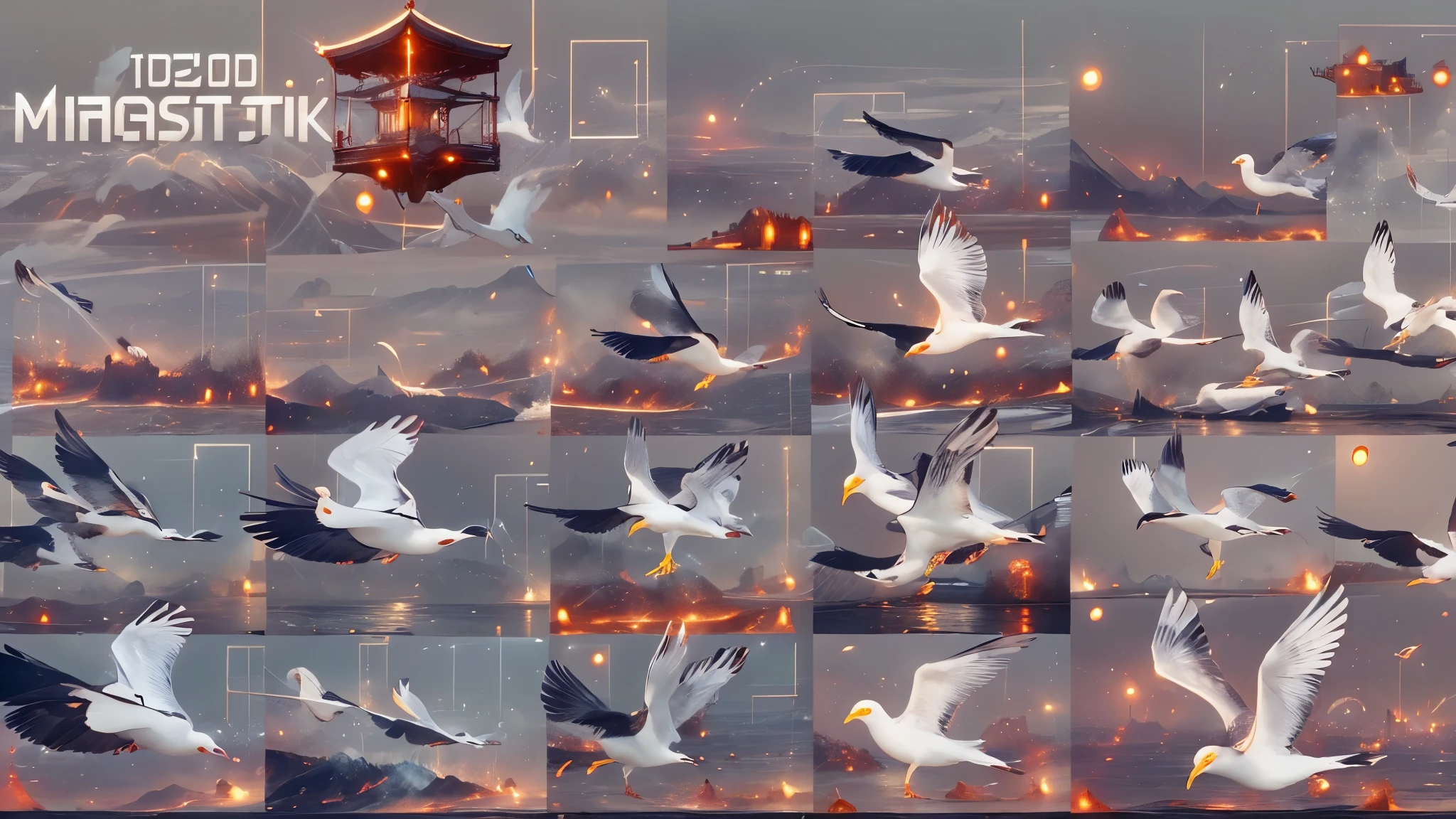 (masterpiece),8k, best quality, Noisy Magic Seagulls,