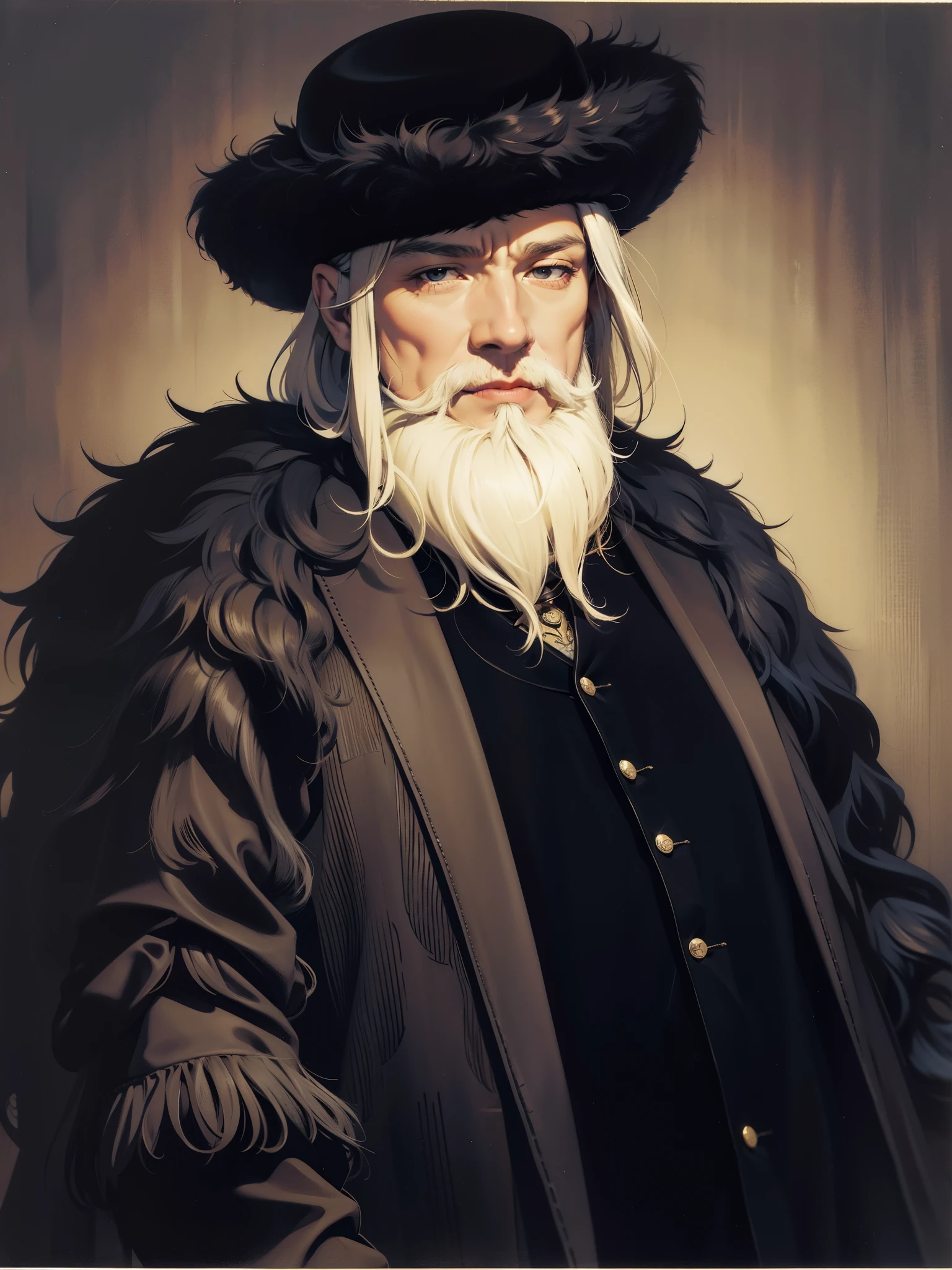 an old photo of a man in a fur coat, a character portrait by August Sander, flickr, bauhaus, fernand khnopff, theodor kittelsen, gustave klimt, carl gustav carus, otto dix and ryohei hase, style of john bauer, edgar maxence, alfred cheney johnston, john bauer and bouguereau