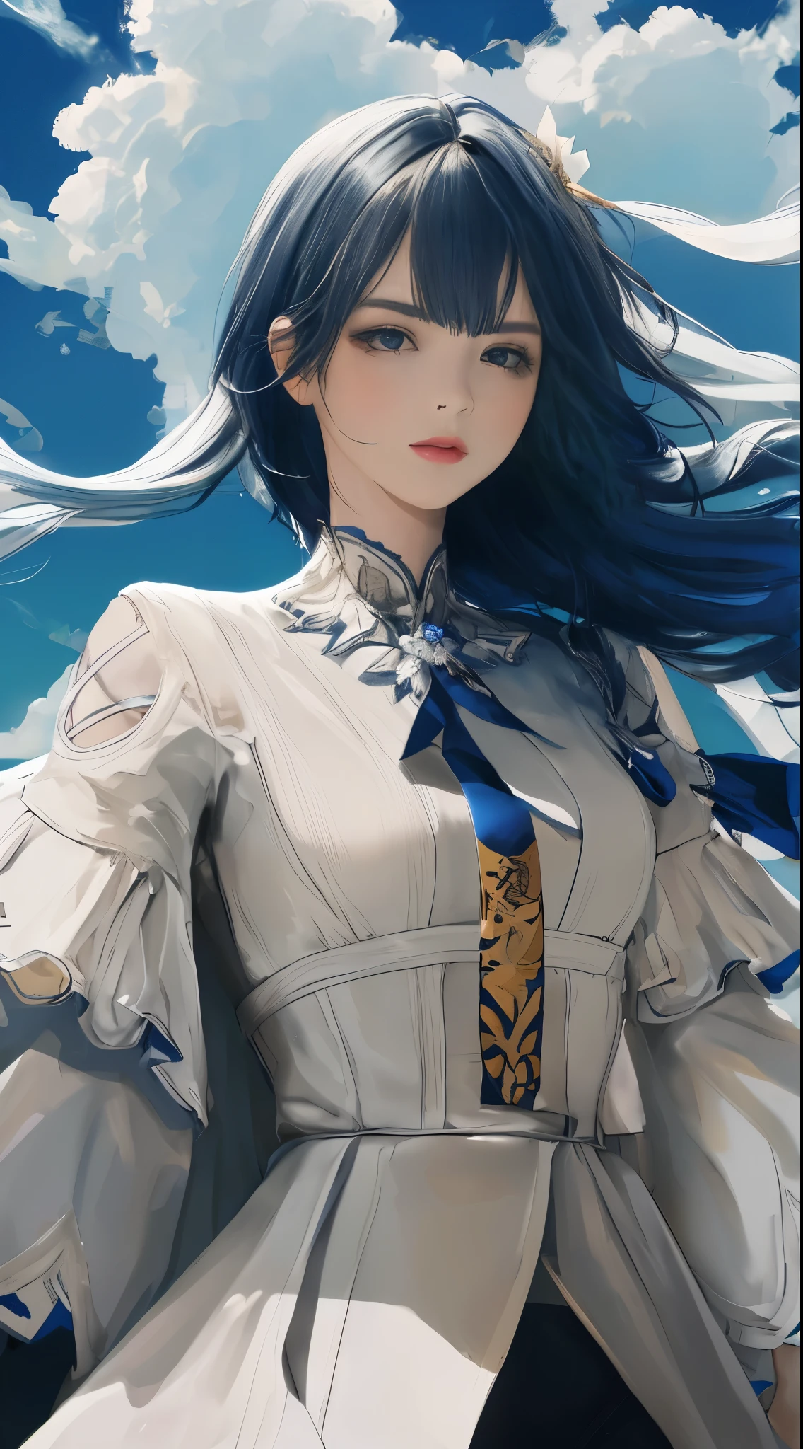 ((((masterpiece))), ((best quality))), ((super detailed)), (illustration), (dynamic angle), ((floating)), (paint), ((loose hair)), (solo), (1girl), (detailed anima face))), ((beautiful detailed face)), ((colored hair)), ((striped hair)), (gradient eyes), (((colored eyes))), (white cloud background))), (((High saturation)))),((Surrounded by colorful splashes)))) Ultra-detailed, beautiful and aesthetic, masterpiece, best quality, most beautiful forms chaotic, elegant, Fauvist design, bright colors, romanticism, Michal Mraz, Adrian Gheny, Petra Cortwright, atmospheric, ecstatic notes, streaming notes visible,