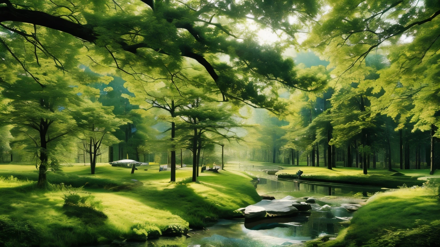 Aerial pictures forest trees spring
