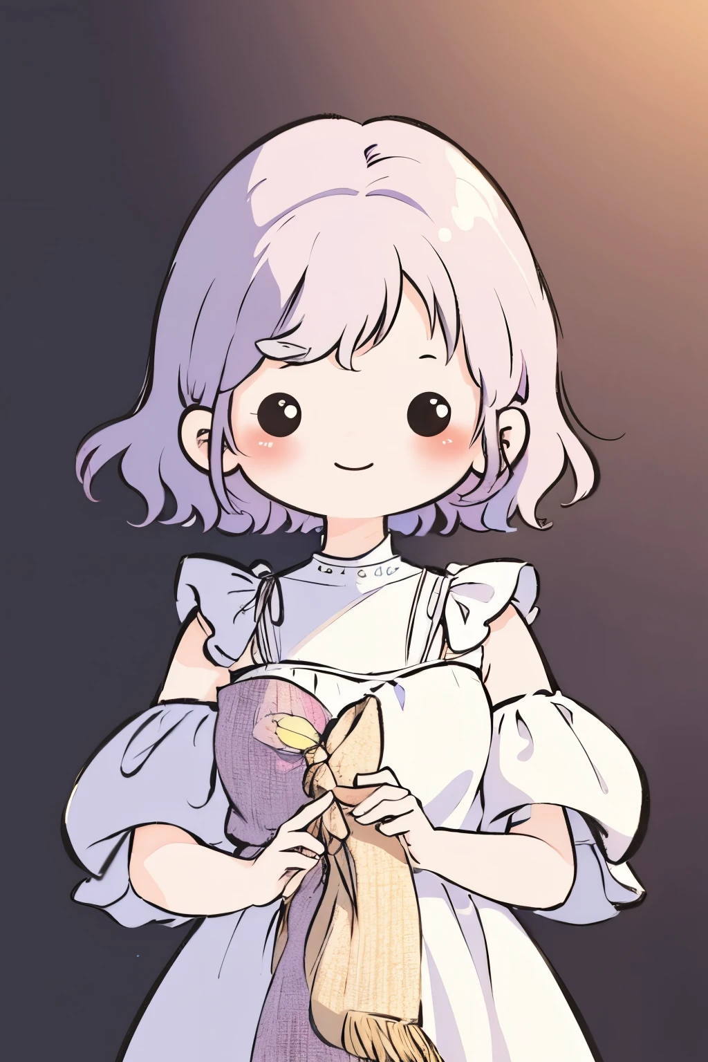 best quality, 8k, RAW photo, incredibly absurdres, extremely detailed, beautiful woman, happy, smile, shy, iridescent white messy wavy short hair, (wind), wearing fluffy long-pile knit long pastel color dress, superlative body proportion, relax in the room, variety of visual styles that combine various artistic elements like a sparkling rainbow, BREAK , black eyes