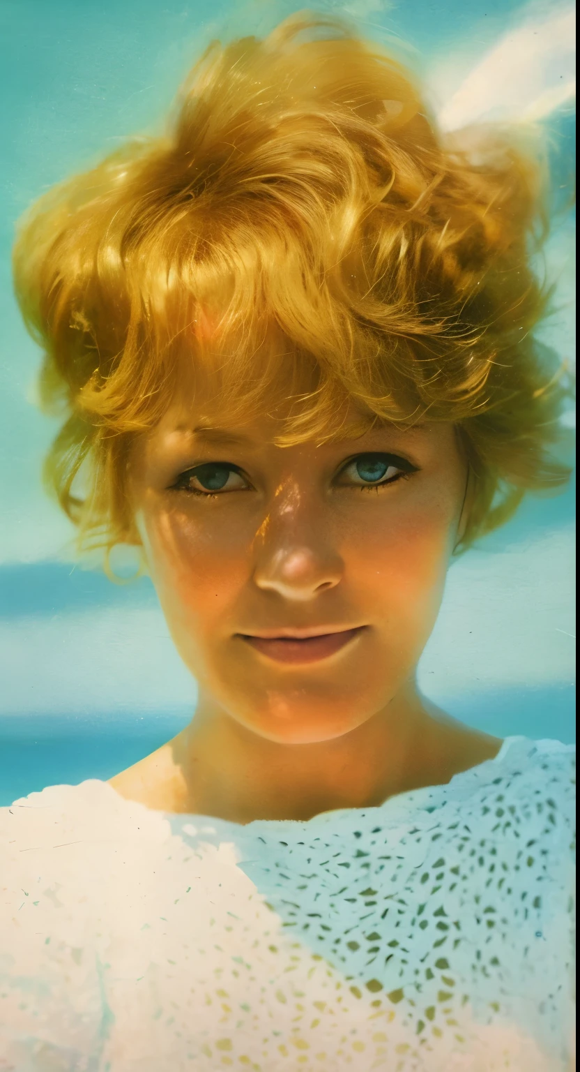 Jean Seberg in a lagoon completely naked and smiling