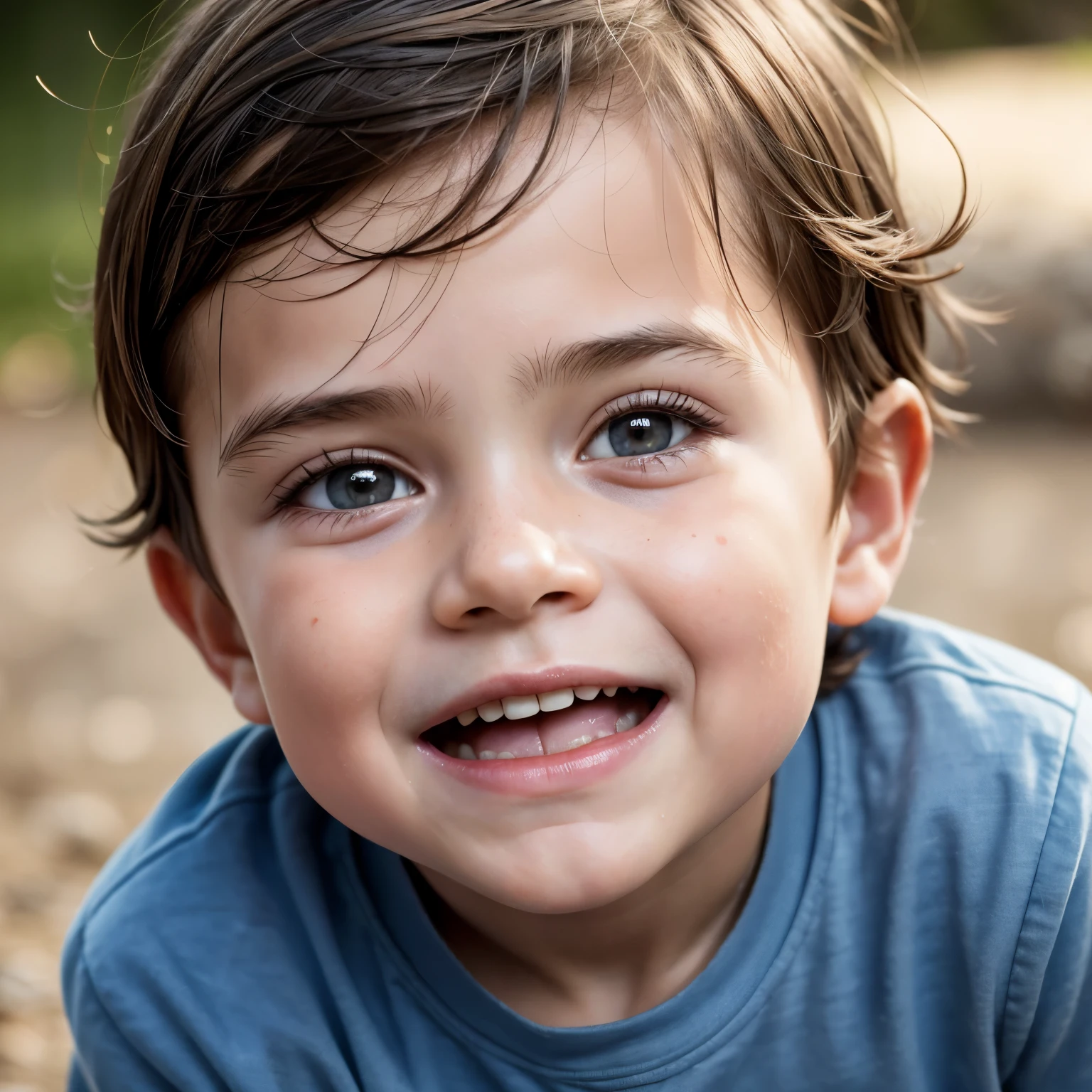 RAW, Best quality, high resolution, Masterpiece: 1.3), Beautiful image of a 5-year-old boy, Masterpiece, Joyful expression, Realistic, 1boy, Charming face, Rosy cheeks, Big bright eyes, Round belly, Proper attire, Playful pose, Casual setting, Detailed clothing, Natural light, Warm colors, Soft focus, Textured fabric, Authentic emotions. 3D Octane rendering, ray tracing, super detailing viewer, close-up.
