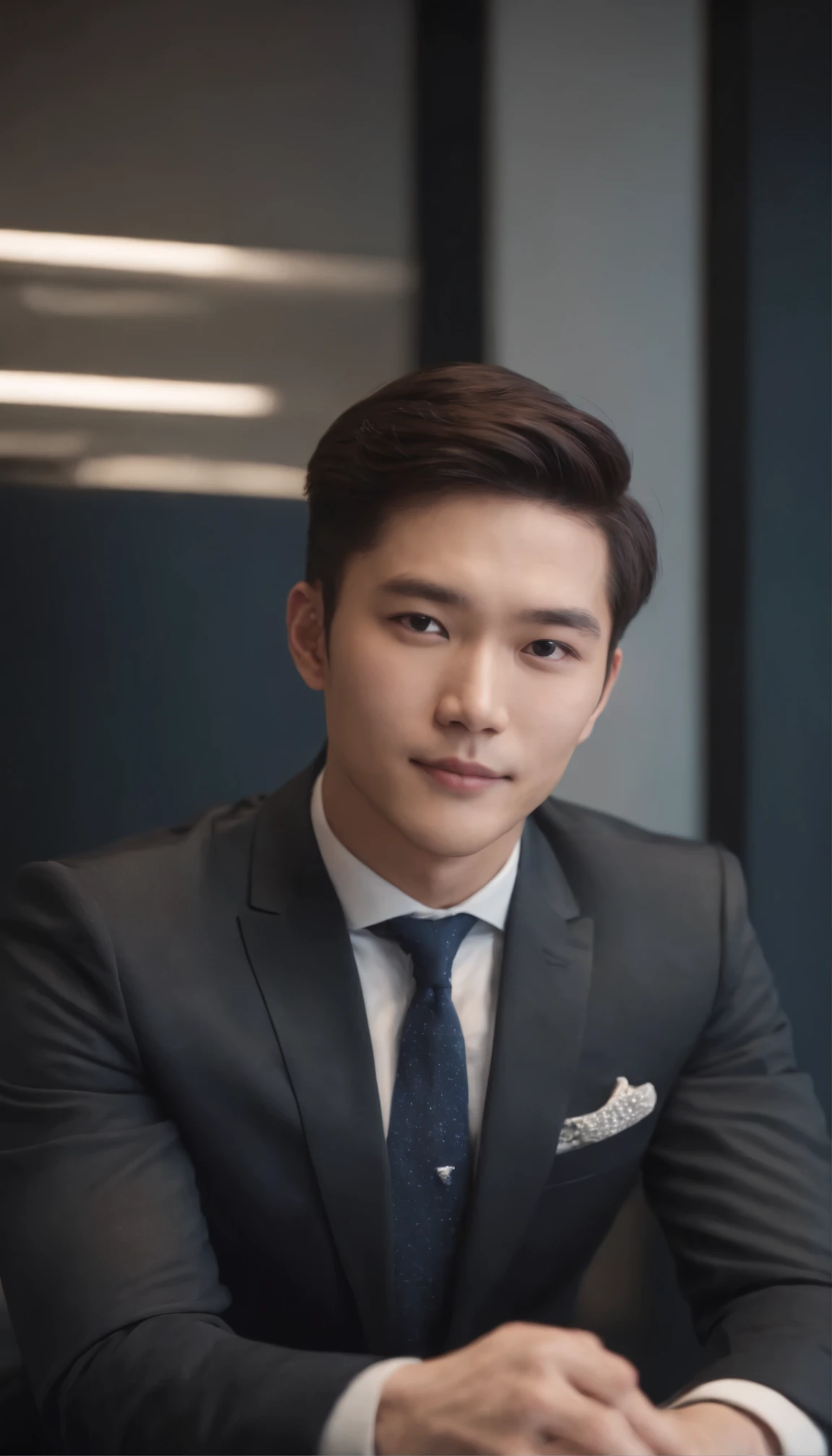 (full body:1.25), East Asian men, softlighting, Clear face, ((Business suit)), cheerfulness, warm lights, ssmile,, (short detailed hair), Handsome, young, short detailed hair,