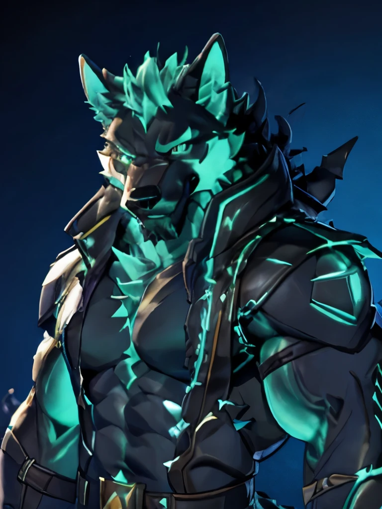 cerberus, 4k, high resolution, best quality, posted on e621, solo, anthro body, mane, male, , bare chest, very masculine, (very muscular, strong pectorals, big pecs, muscular arms, heavyweight:1.2), correct anatomy, (dark background, black background, featureless background no background:1.2), (by wfa:0.6), (by spelunker_sal:0.6), (taran fiddler anatomy:1.0), (black pants:1.0), (detailed eyes, green eyes:1.2), (detailed shading, photorealistic shading, masterpiece:1.2), confident, proud, strong pose, (veins, vascular:1.1), angry eyes, furrowed brow, smile, looking at viewer, wolf tail, (close-up, half body, front view, head, face, chest), shirtless, arms crossed