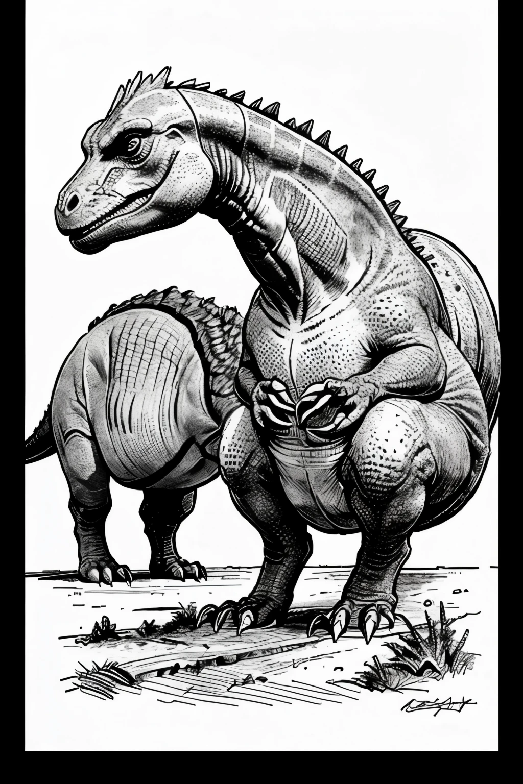 lined drawing of dinosaurs 