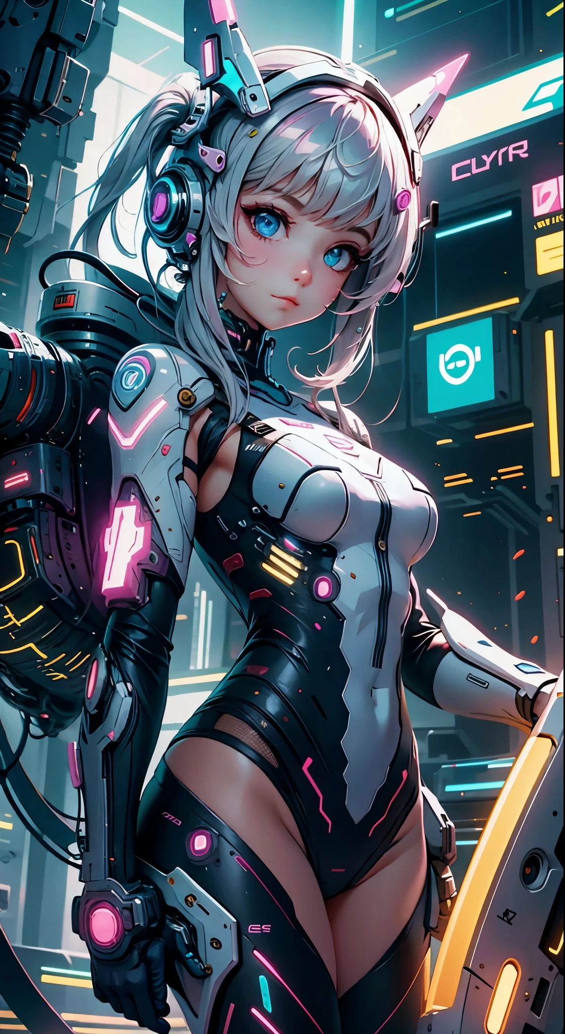 cyber girl, soft smile