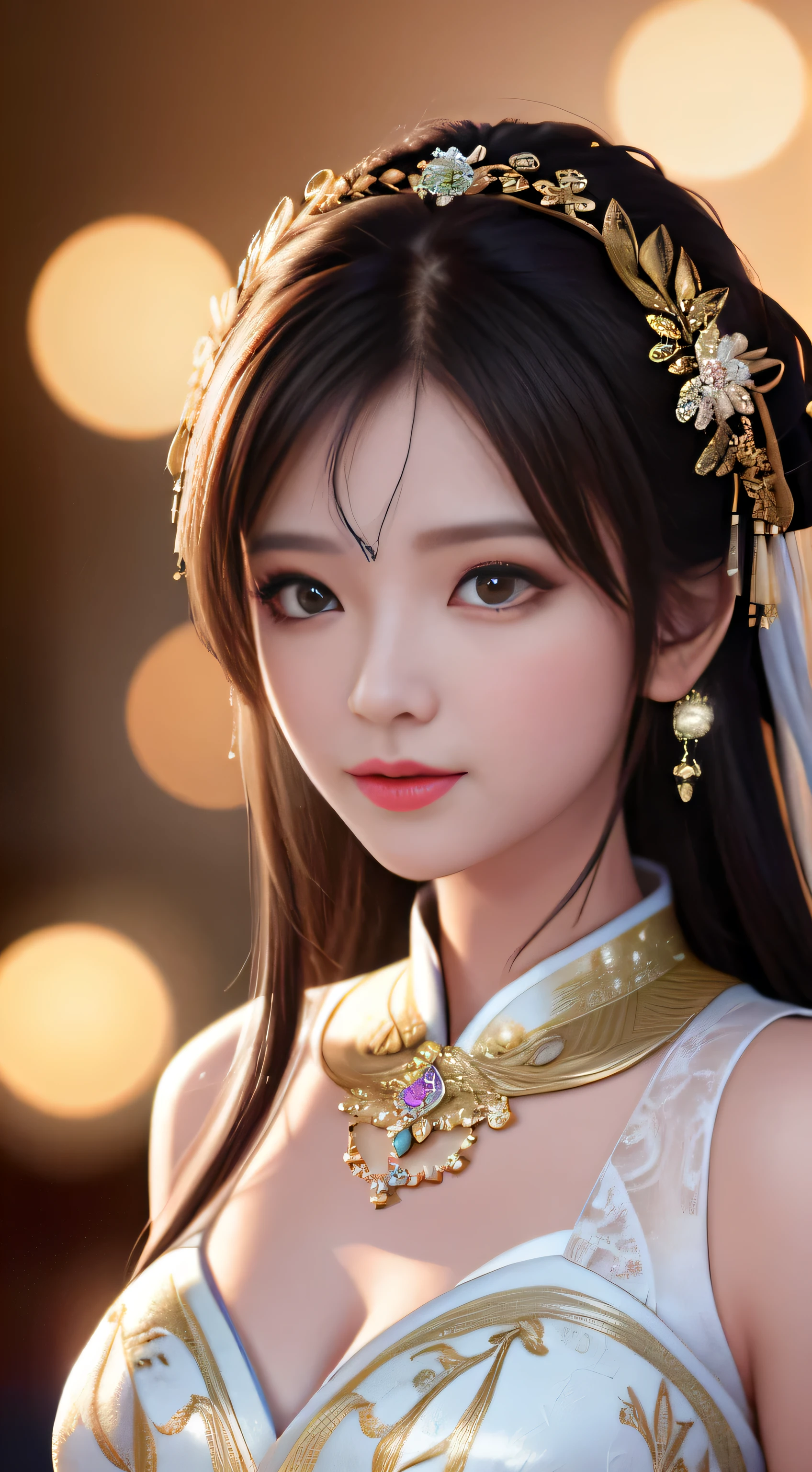Prompt words: best quality, masterpiece, highres, one girl, Chinese wedding dress, hair ornament, necklace, jewelry, beautiful face, upon body, Tyndall effect, photorealistic, dark studio, rim lighting, two-tone lighting, high-detailed skin (1.2), 8k UHD, DSLR, soft lighting, high quality, volumetric lighting, candid, Photograph, high resolution, 4k, 8k, bokeh
Imagine a stunning masterpiece of a photograph filled with rich details and vivid colors. The scene is set in a dark studio, illuminated only by the soft glow of rim lighting and the warm,