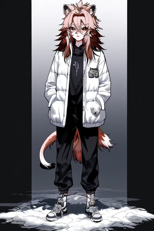 {{{{animal}}}}, fox head, wolf carcass, Xiaoyi, Lion's tail, Standing picture