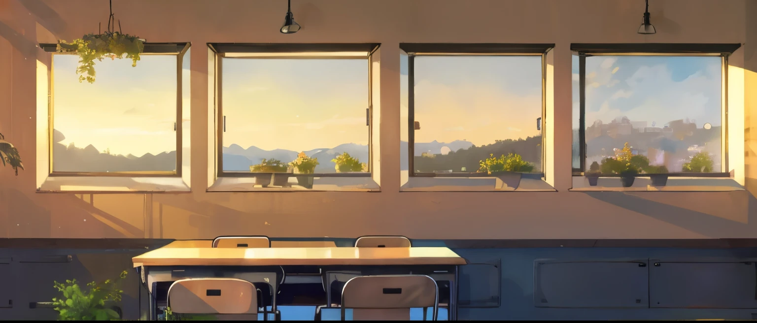 there are three windows in the wall of a room with a plant, Open window ib background, bedroom background, Interior background art, personal room background, house background, classroom background, anime background, wide windows, corner Office background, Office background, living room background, museum background, Detailed Landscape—Width 672, anime background art, Interior background, wall ]