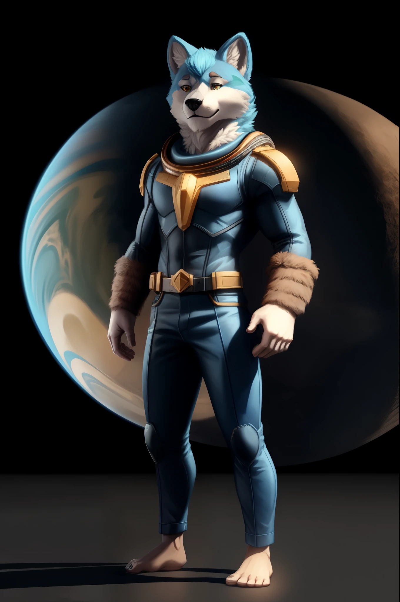 (((Barefoot furry character))), full body, cinematic setting, furry male, (nice big feet paws), I like it big, I like it cold I like it blue, I like it bold I like it with a two % of methane It's Uranus! I want it icy, I want it large I want it spicy, with electric charge Fluid outside and rocky inside Like Uranus! Uranus, Uranus Coz I'm an astronomy aficionado I wanna observe Uranus Uranus, Uranus My shuttle's fast like a torpedo It's gonna pierce Uranus BREAK, detailed background (modern lab), 8K, (masterpiece:1.5), intricate details, highly detailed, extreme detail, octane render, fine art, best quality, highres, (detailed face:1.5), ((full_body)), UHD, (((perfect hands)))