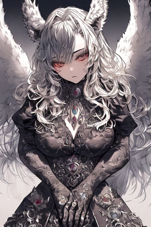 (best quality, highres, ultra-detailed, realistic:1.37), fox-like head, wolf-like body, owl-like wings, lion-like tail, four-legged, majestic, mythical creature, beautifully textured fur, vibrant colors, seamless integration of the different animal features, harmonious and balanced composition, powerful presence, strong and agile, intricate patterns on the wings, sharp and piercing eyes, graceful movements, enchanting aura