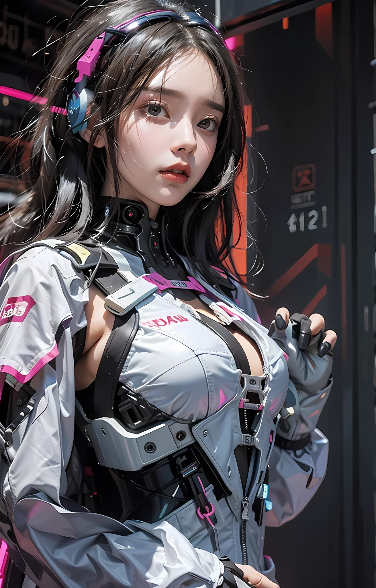 cyberpunk beauty,black hair,beautiful