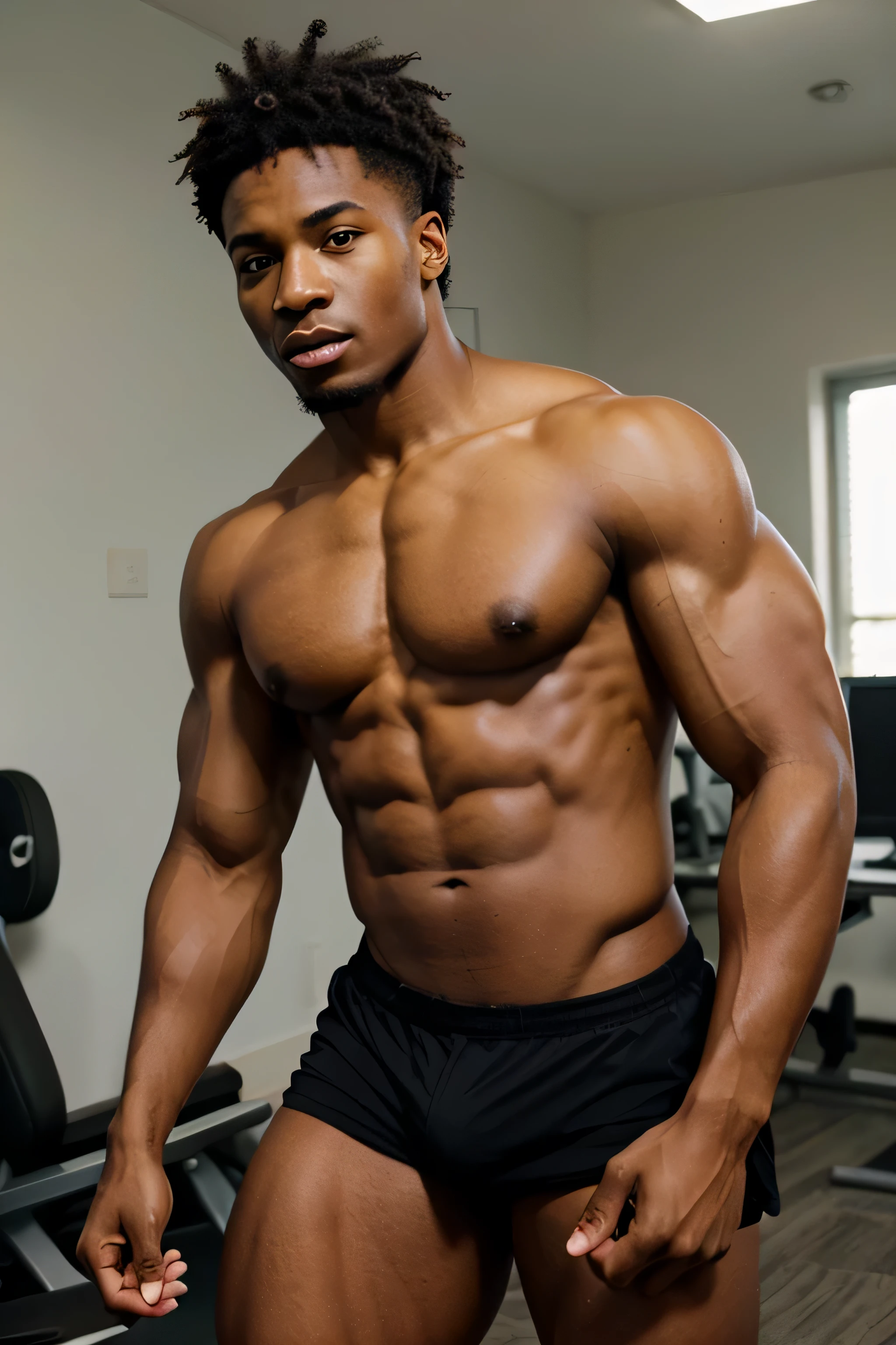 very attactive black male in his twenties sexy muscle build