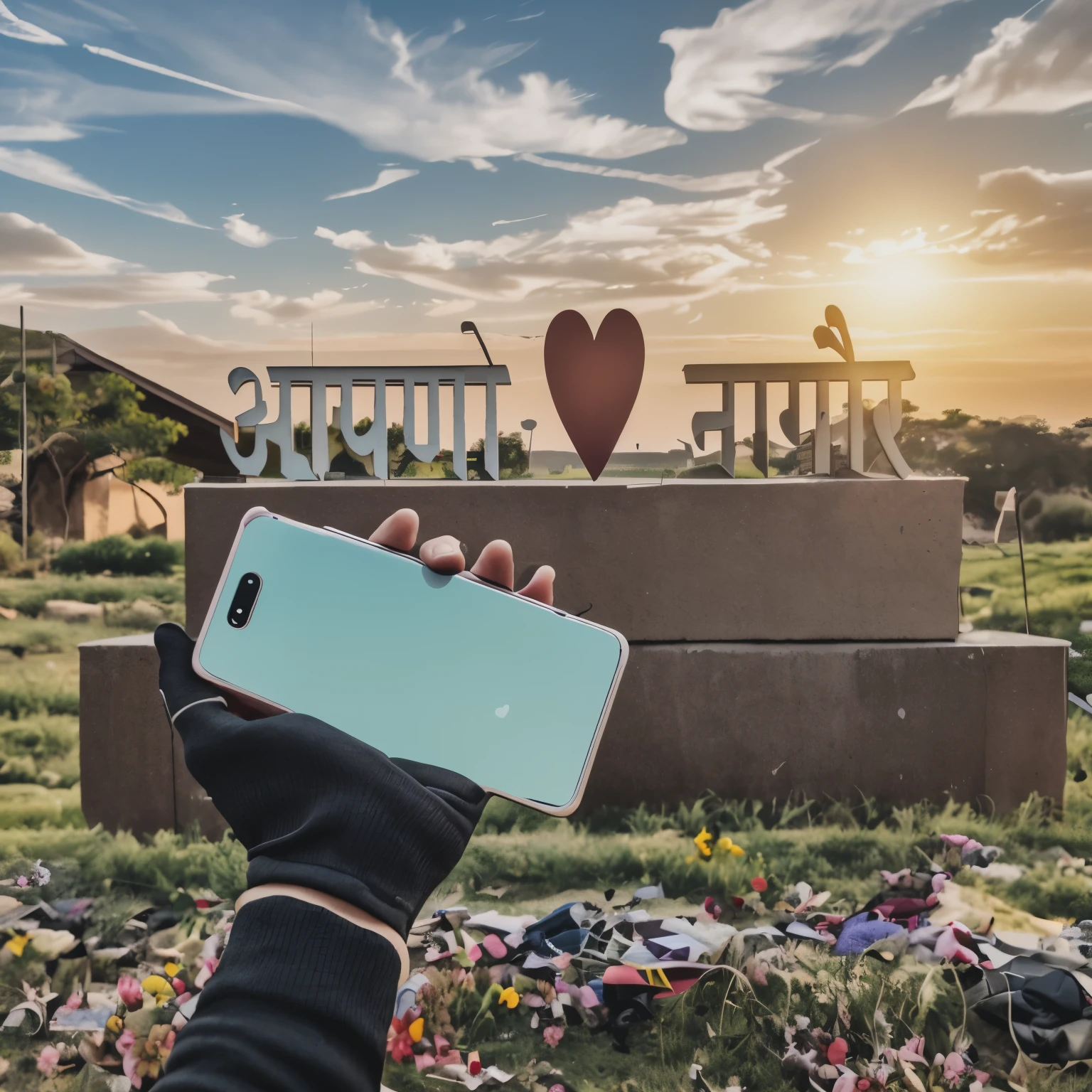 someone taking a picture of a sign with a heart on it, trending on artstattion, trending on atrstation, smartphone photography, trending on artstaton, trending on arstation, holding a very advance phone, trending on aetstation, artation, an aesthetic!, indore, accurate depiction, at khajuraho, phation, very accurate photo