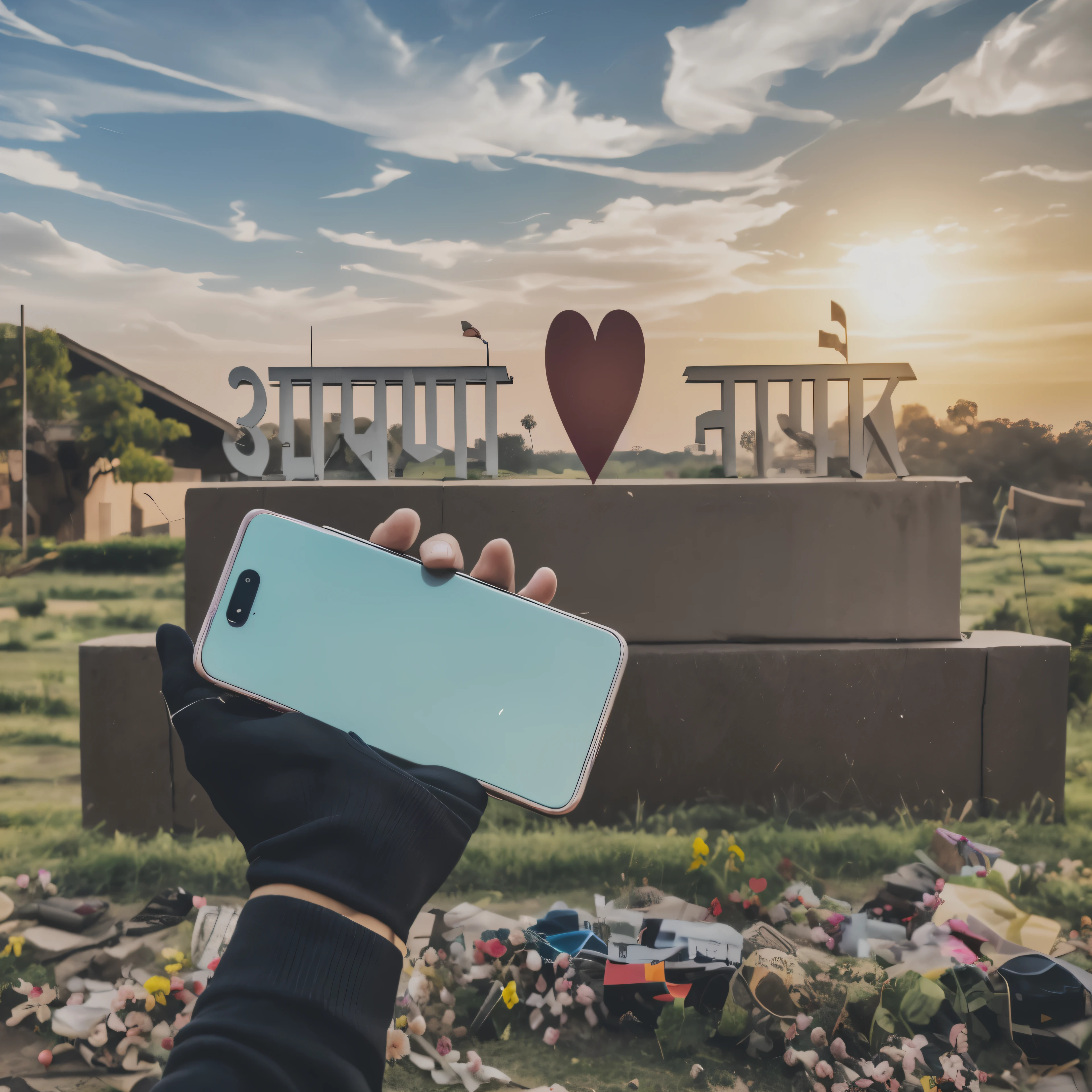 someone taking a picture of a sign with a heart on it, trending on artstattion, trending on atrstation, smartphone photography, trending on artstaton, trending on arstation, holding a very advance phone, trending on aetstation, artation, an aesthetic!, indore, accurate depiction, at khajuraho, phation, very accurate photo