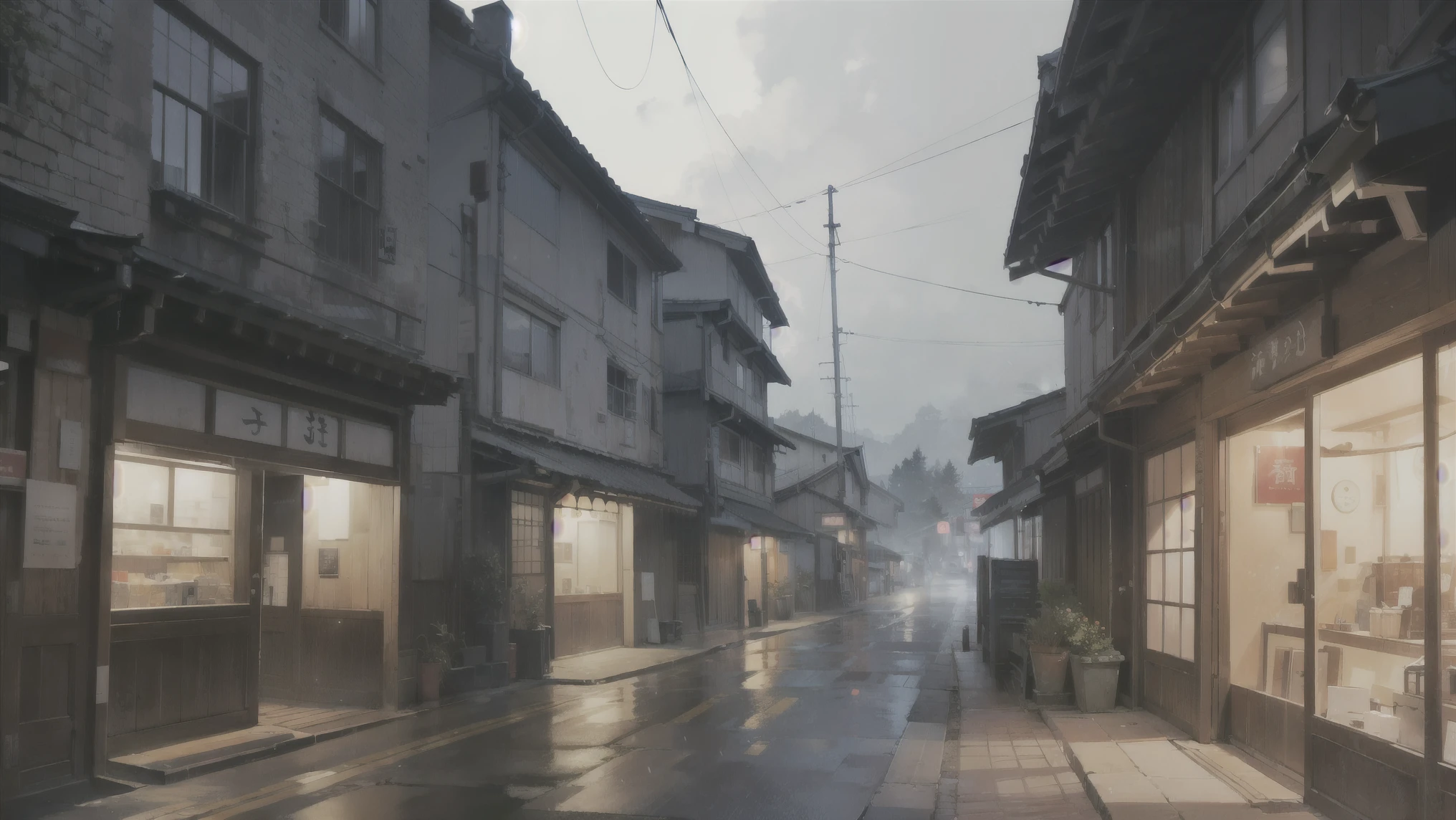 Japan, (Evening view: 1.2), (Distant view: 1.1), (Desolation: 1.2), Sakurataki, Makoto Shinkai, (Top quality, 8K, High resolution, Masterpiece: 1.2) ), Highly detailed, (Realistic , Photorealistic, Photorealistic: 1.37), High Detail, Lens Flare, Anime Wallpaper, Glow, Rain , Dramatic Lighting, Wet Cobblestones, Japanese Narrow Alley, Japanese Shop Sign, Japanese Banner, Japanese Billboard, Cloudy sky, Calm wind, Automatic color adjustment, No one present, Cobblestone street, Trash can, Night, Dark, Street light, Stars, (Realistic, Photorealistic: 1.37),