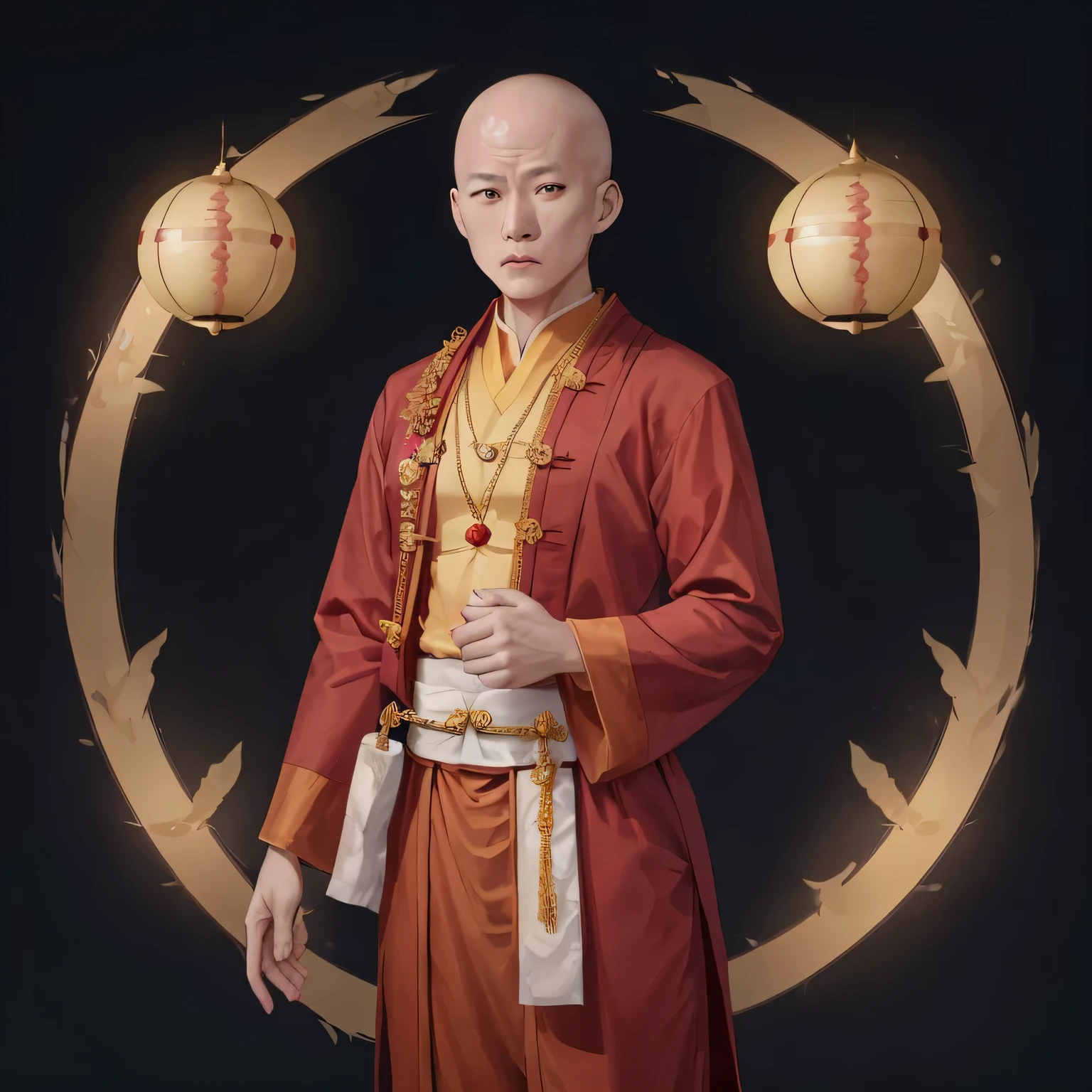 Tang Monk,Full body attire,soon one,monk,Unique temperament,Second gold medal,Smart golden cicada,elder,Dignified appearance,Smart and clever,Elegance,Compassion and Wisdom,stay calm and sensible