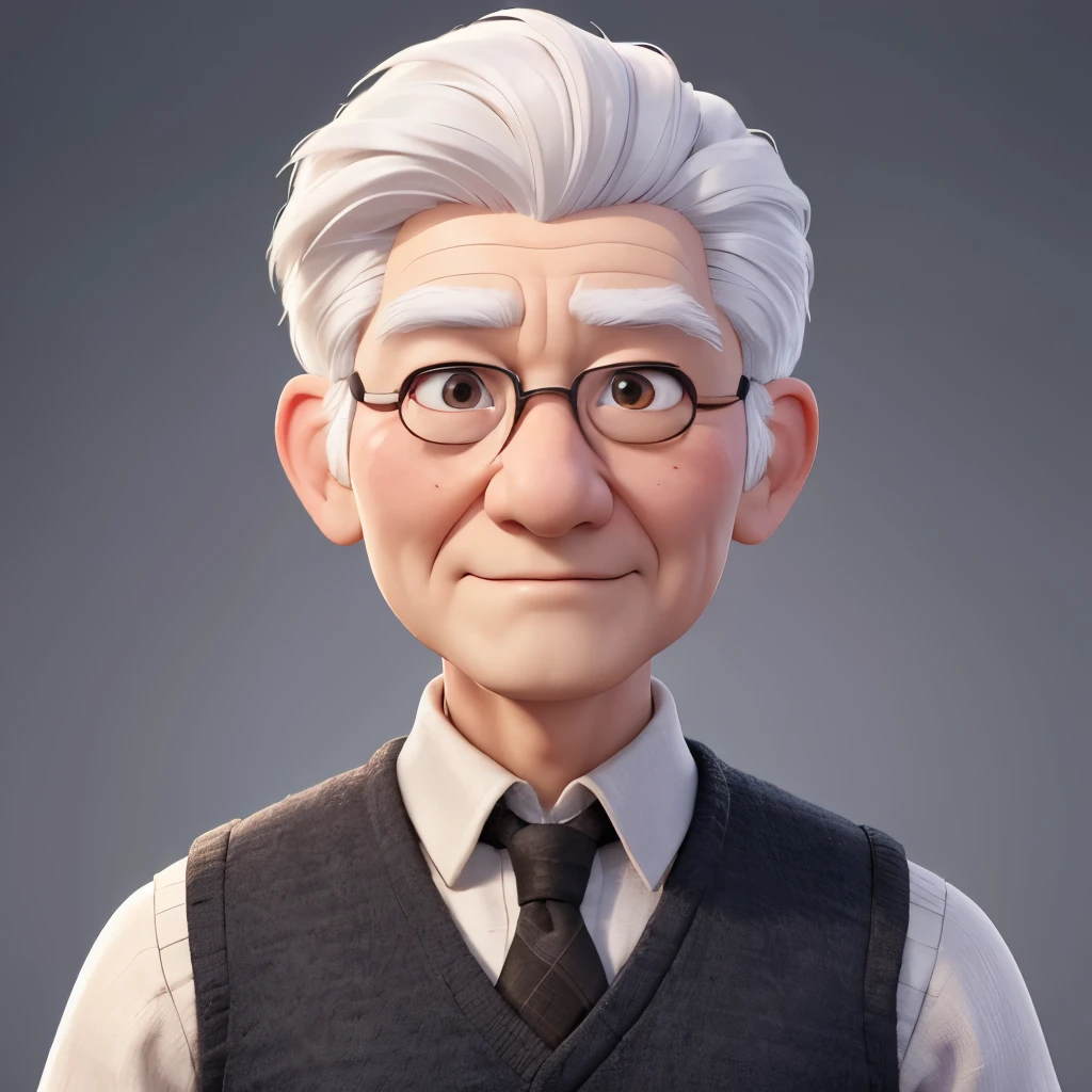 (best quality,4k,8k,high resolution,),Super detailed,actual,white hair，Asian elderly avatar, Ordinary face, black eyes, Woolen vest, expressionless，front，simple background，look straight ahead，Look at the camera