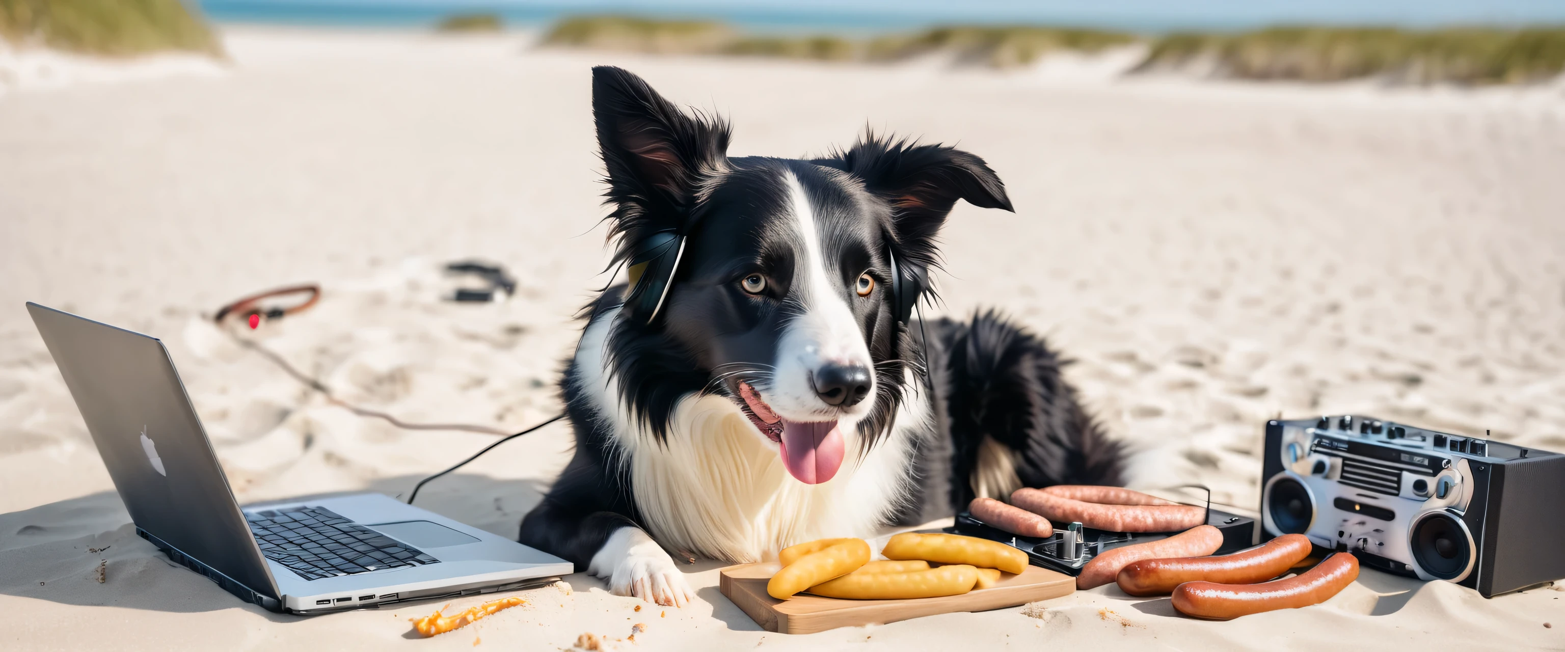 Border collie as DJ at rave party, Seamus, progressive, prog