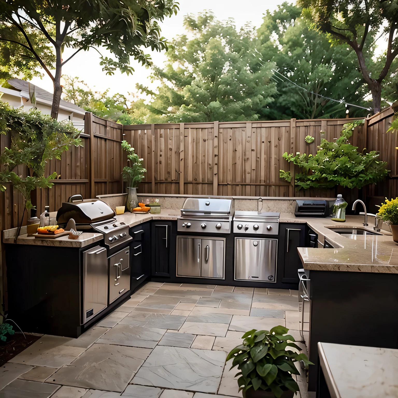 Small Front Yard Landscaping Ideas to Transform Your Outdoor Space  showcasing an outdoor kitchen or barbecue area