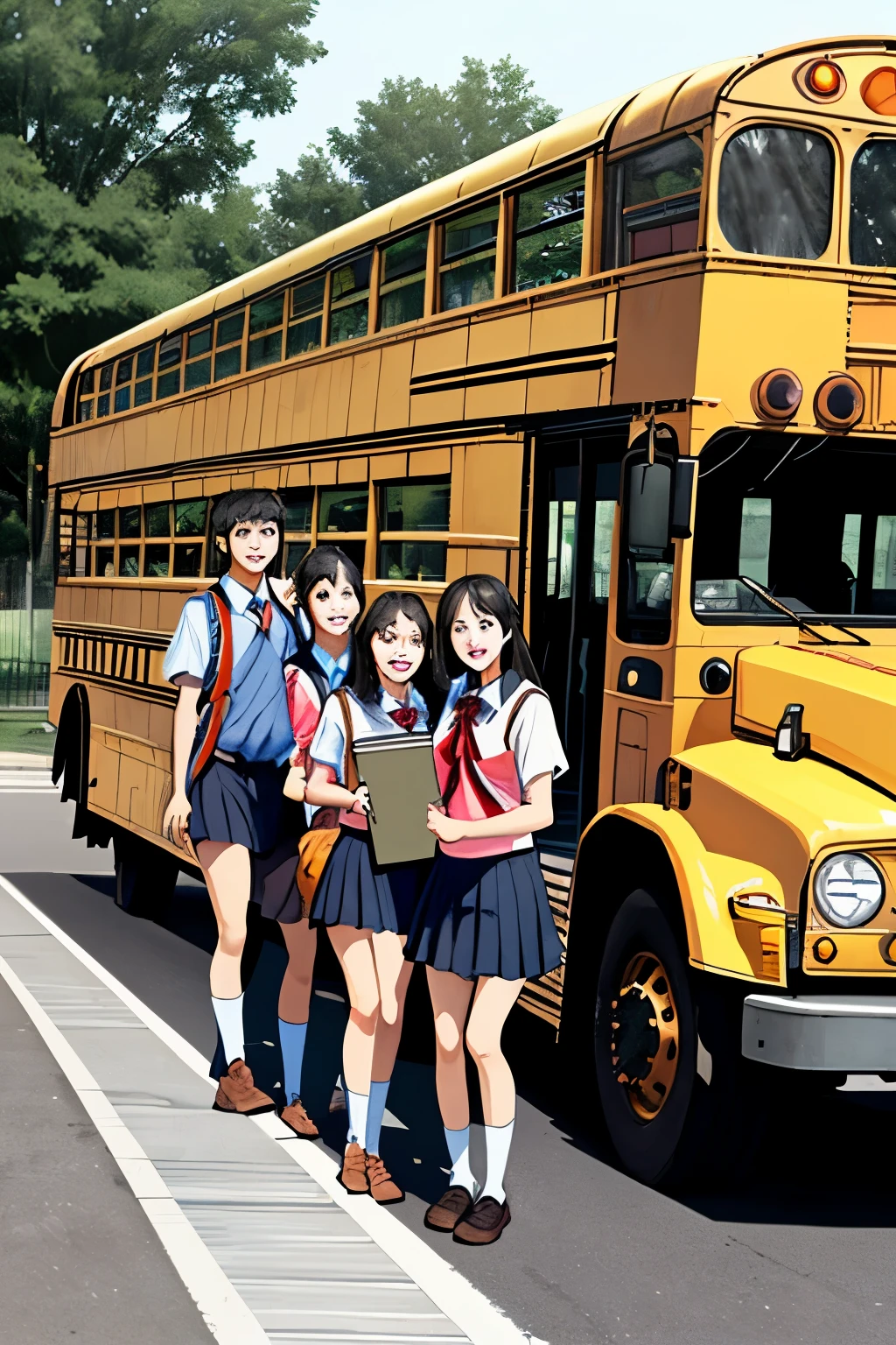 School bus with students