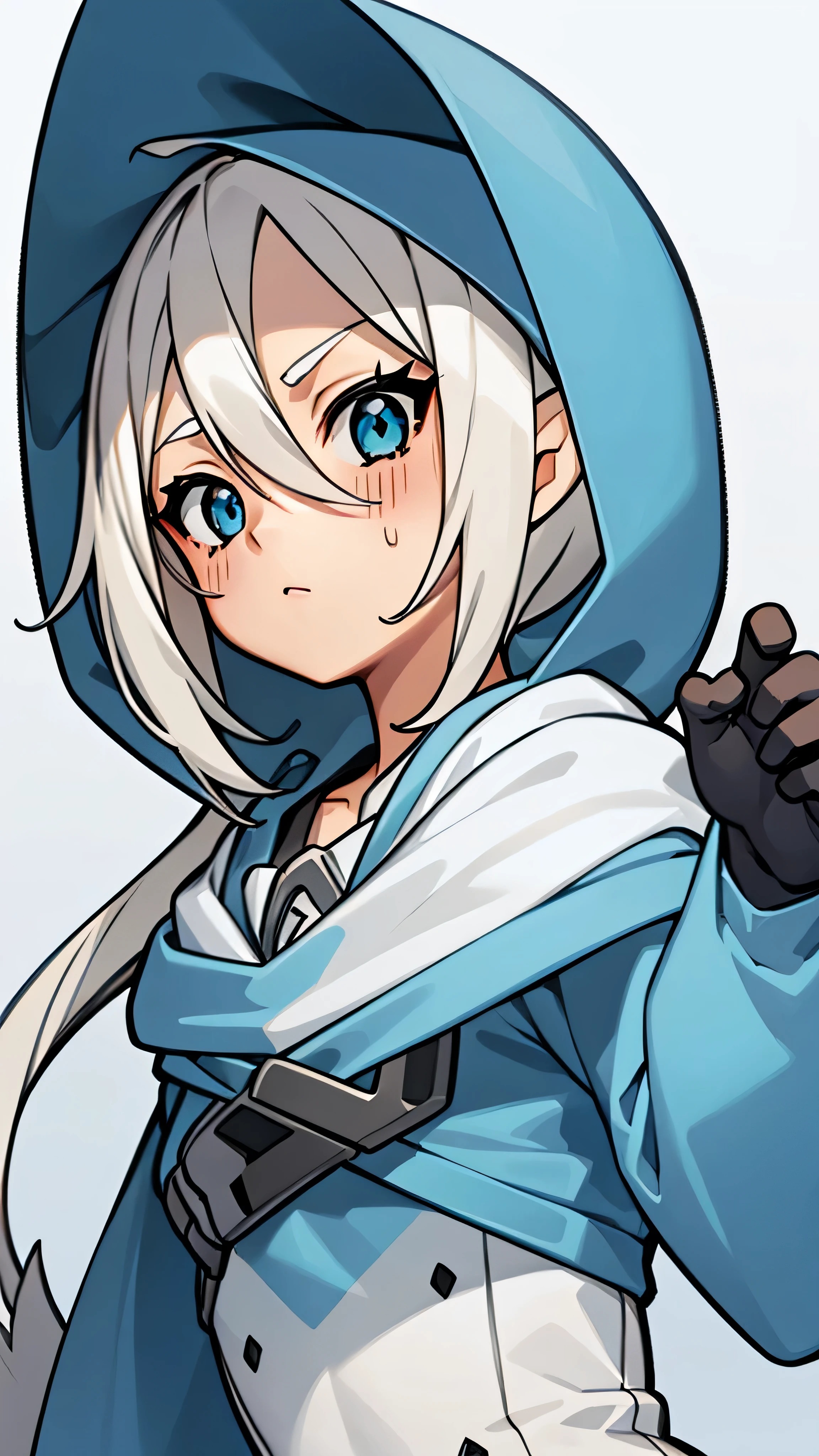 1 girl, He wore a light blue hood, high resolution, Chibi style