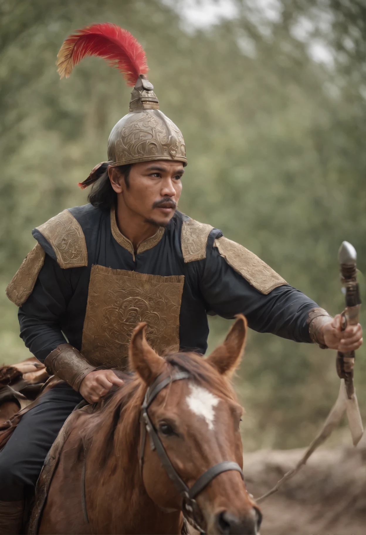 Malay warrior ditting on a horsr