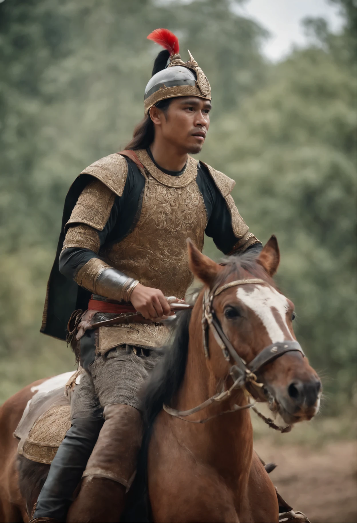 Malay warrior ditting on a horsr