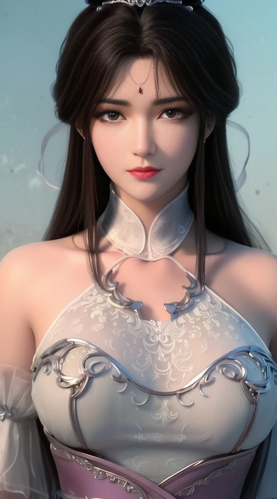 tmasterpiece，Highest image quality，Beautiful bust of a royal lady，Delicate black hairstyle，Amber eyes are clear，Embellished with a dazzling array of intricate jewelry，super detailing，upscaled。