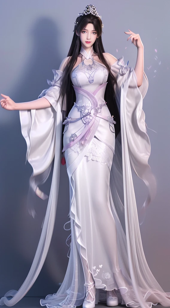 a close up of a woman with long hair wearing a dress, gorgeous chinese model, gorgeous young korean woman, beautiful south korean woman, cai xukun, beautiful young korean woman, full body xianxia, ruan jia beautiful!, yanjun chengt, beautiful girl model, by Yang J, inspired by Huang Ji, realistic. cheng yi, xianxia