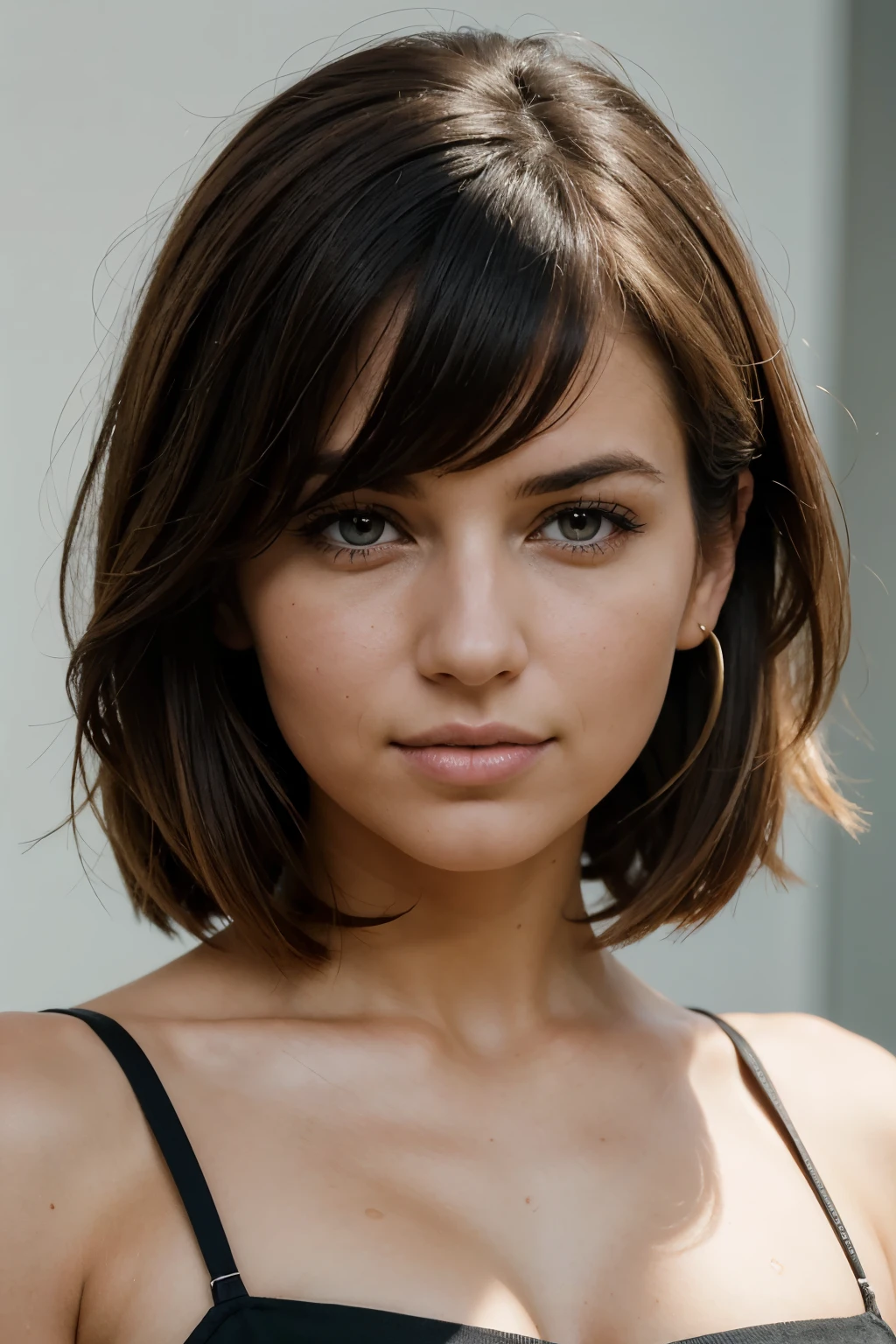 (((Anna Van der Vaart))), RAW photo, beautiful 26 y.o woman, cute face, very hot, wonderful goddess, shoulder-length black hair, bangs in front, brown eyes, Block art paper thumbprints fashion photoshoot of a stunning supermodel