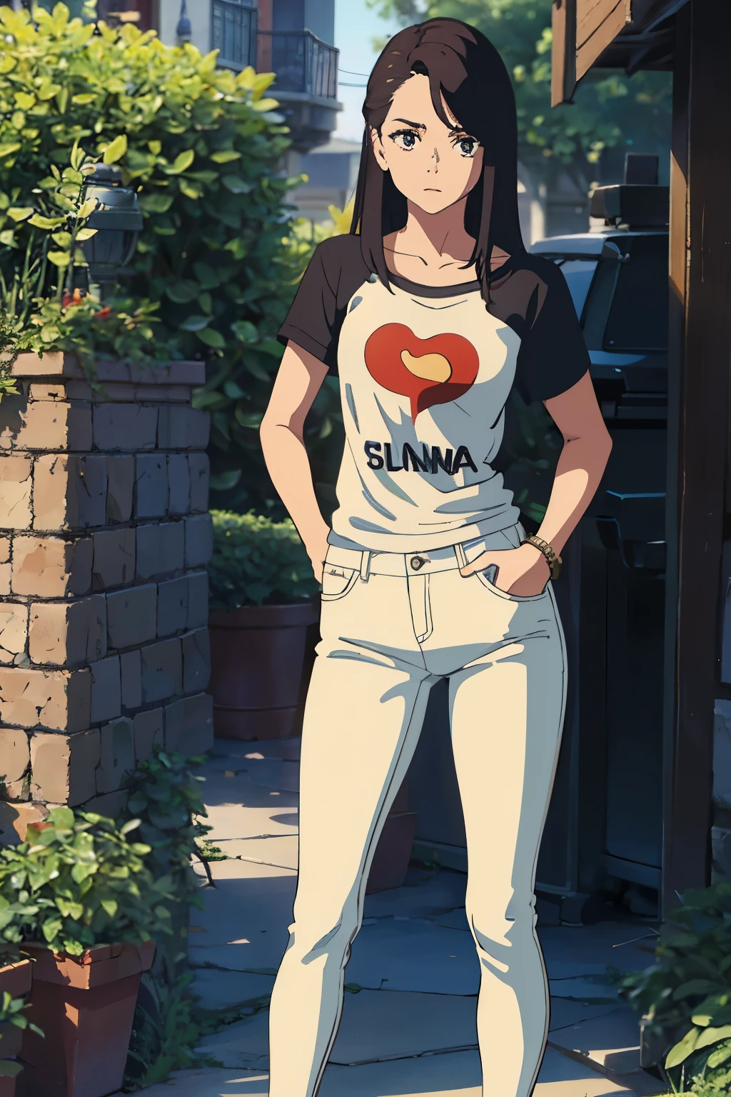 la mejor calidad, cuerpo completo como,cara refinada,20 year old university student,cuerpo delgado,smaller bust,camiseta corta blanca,Pantalones cortos ultra denim sin cintura,escena callejera,Stand tall