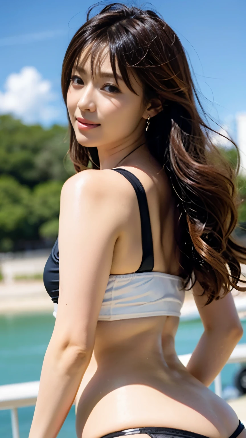 (((Flawless解剖学))),An image of a beautiful girl cruising along the coast in the beautiful sunset on a Harley-Davidson sidecar with her hair flowing.,音が聞こえてきそうなFlawlessバイクに乗っている,nice earrings and necklace,for motorcycles'The handlebars are long and chrome,Side angle photo ,She is wearing a black bikini and leather jacket,realistic,Flawless,best image quality,professional angle of view,excellent details,ultra high resolution,realistic:1.4),high detail,focus on details,High concentration of 1girls,beautiful chestnut hair,Beautiful face with a delicate and high nose,Long limbs and slim waist like a model,White sneakers look great on your beautiful ankles,white skin is dazzling,