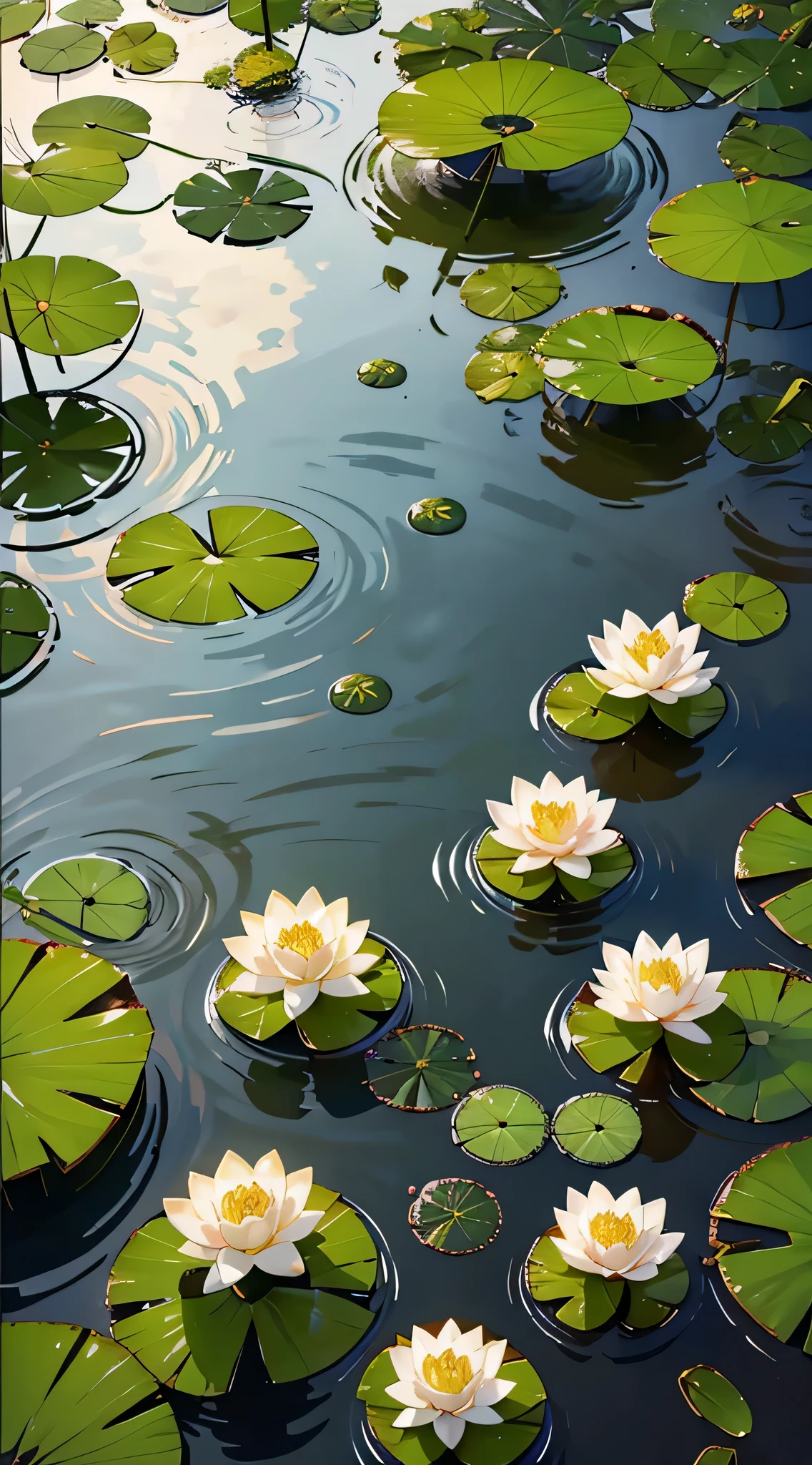 masterpiece, beautifully, beautiful scenery deep in the lotus pond, (colorful, vivid, sunny, cold light: 1.2) lotus leaves in the pond. high quality high quality , there is a painting，池塘里有water lily和一棵树, lotus flowers on the water, lotus flowers, lotus pond, lotuses, with lotus flowers, lotus, lotus flower, water lily, lily. 8k, lotus petals, lotus leaf, Alexei Yegorov, very beautiful photos, water lily池, waterlotus leaf