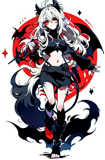 evil character, masterpiece, best quality, 1girl, black dress, slip-on, white hair, black eyes, standing, dragon horns, small horns, (20 years old), adult, short hair, long dress, big boobs