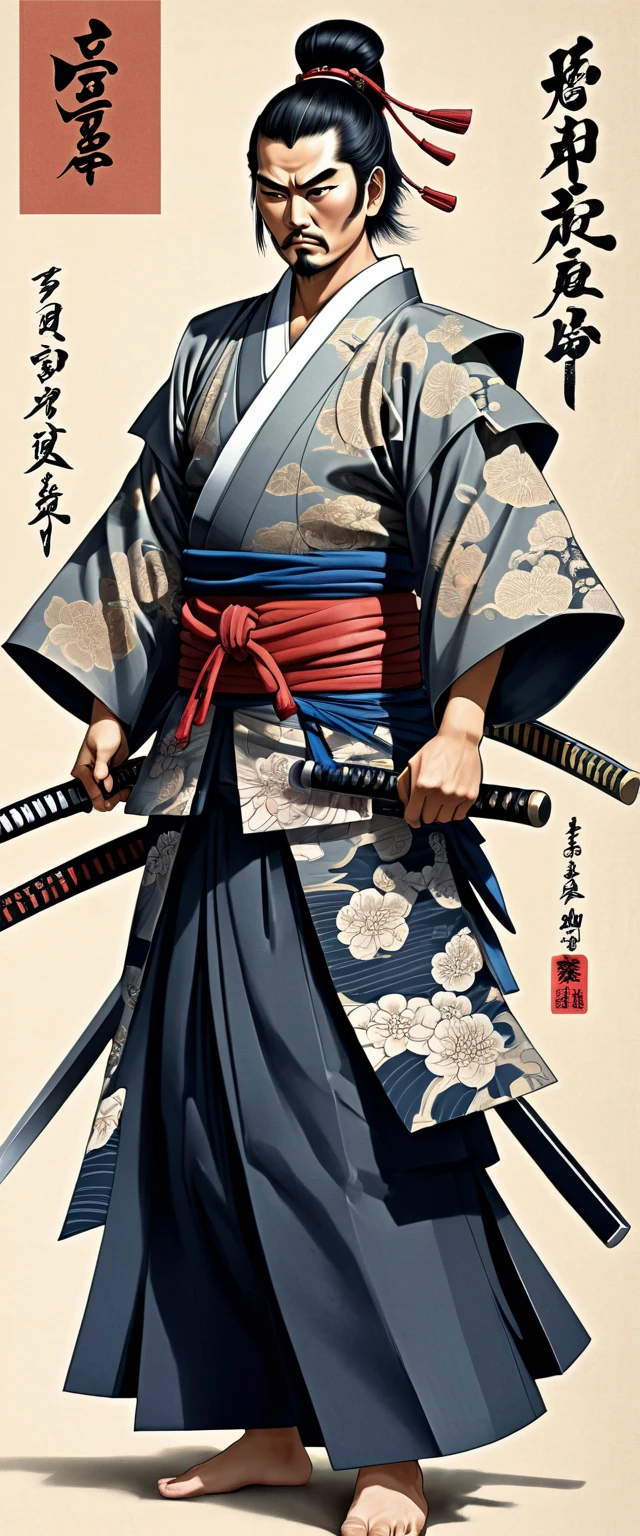 authentic illustrated Washipaper close full body infp complex evil Saigō Takamori add weapon(perfect anatomy), Beautiful firm round busts, perfect busts, authentic tattoo designs drawn directly all over the body, bold medium, authentic samurai Art Design, Cutting-edge samurai fashion, Innovative, The center of attention,japanese prefecture, honk kong, Special laser art design, -motto,against a complex Background, --niji 50 --chaos 30 --testpfx