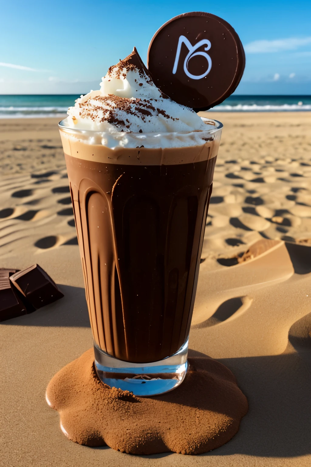 SHAKE DE CHOCOLATE CON FONDO DE PLAYA