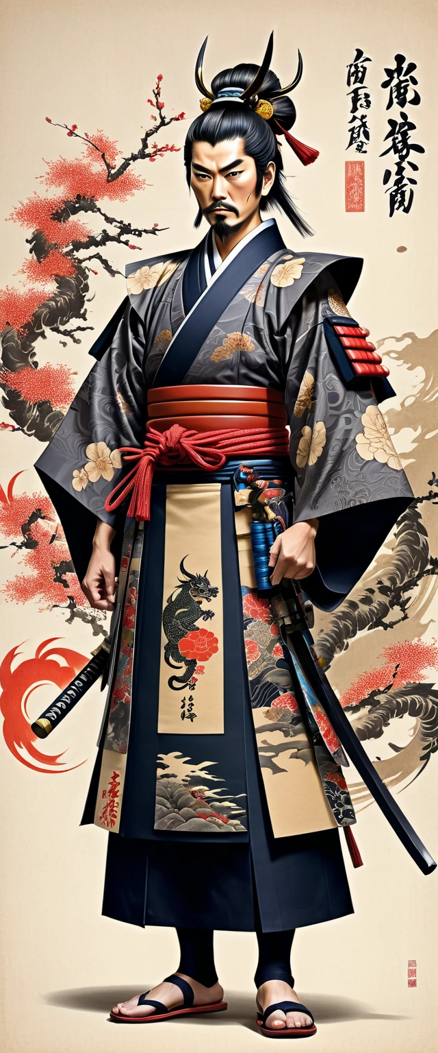 evil authentic illustrated Washipaper close full body infp complex evil mask Kusunoki Masashige battle pose add weapon(perfect ), Beautiful firm round busts, perfect busts, authentic tattoo designs drawn directly all over the body, bold medium, authentic samurai Art Design, Cutting-edge samurai fashion, Innovative, The center of attention,japanese prefecture, honk kong, Special laser art design, -motto,against a complex Background, --niji 50 --chaos 30 --testpfx