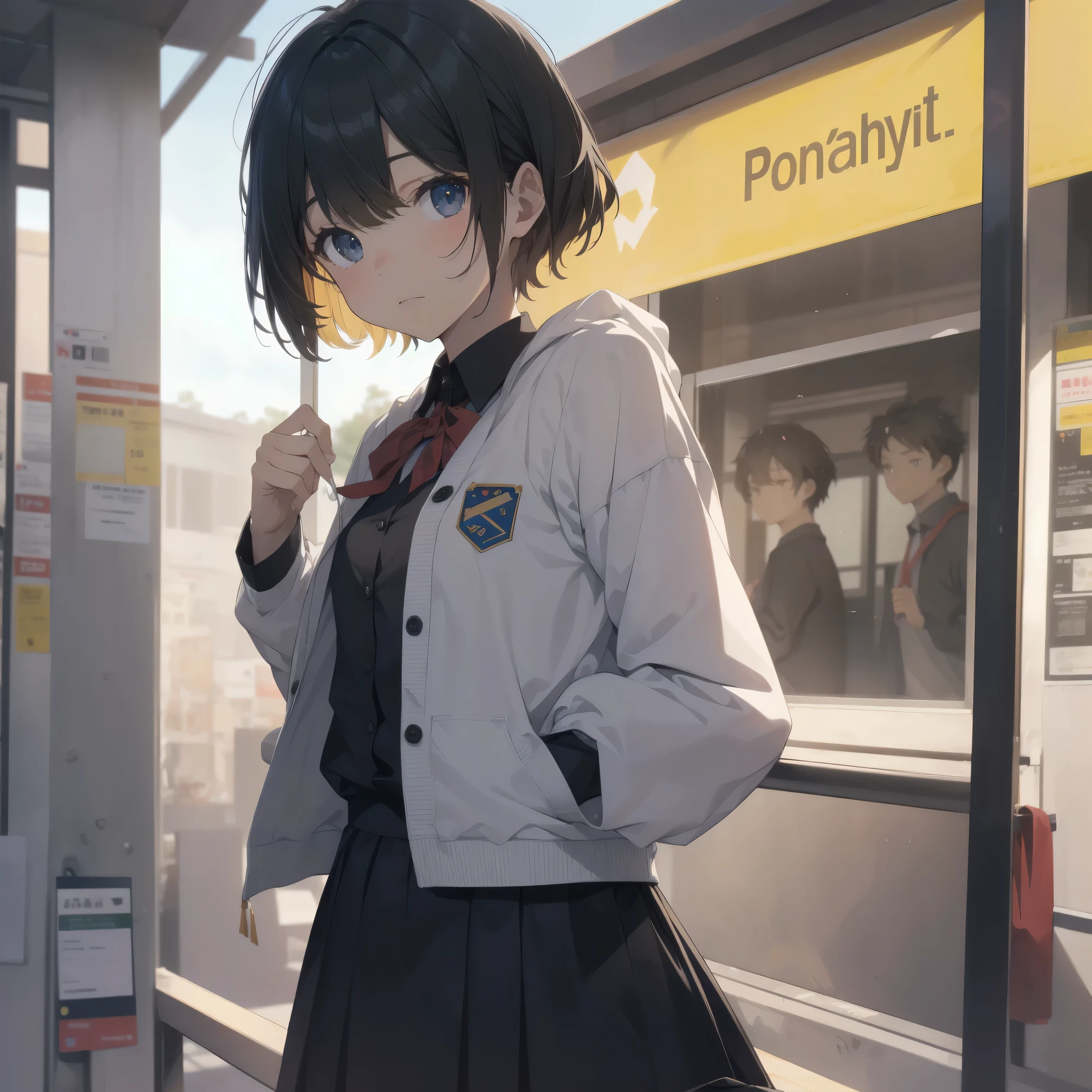 Super absurd quality by the god of art, super detailed, High resolution, anime moe art style, Best Anime 8K Kona-chan Wallpaper, pixiv contest winner, perfect anatomy, break, (眠そうにalone学校へ行く女の子を描いてください. )break,1 girl, (alone,little woman, cute face, 13 years old:1.3),All limbs, full finger,, The charm of an immature body, (very_short hair), shortcut, Bang, flat chest, small ass, between legs, small black eyes, detailed and beautiful eyes, Well-proportioned iris and pupils, expressive eyes, High resolutionの詳細な髪, neck ribbon, shirt, collared shirt, skirt, pleated skirt, school uniform, (detailed lighting), (detailed background), On the way to school. break,super dense skin, Best cinematic lighting powered by famous artist, 8k,Beauty Illustration,photoshop_(Moderate),Absurd Hi-Res,Hmm,rough skin,break,((artist:Fujiyama)), artist:Fujichoko,artist:Yamamoto_Soichiro,artist:hanekoto
