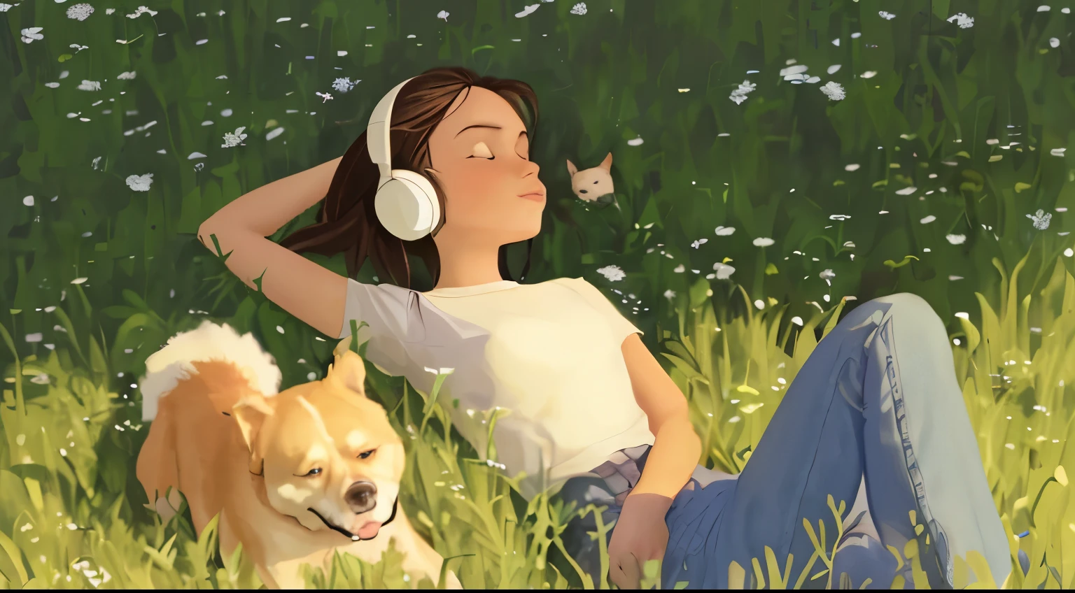 girl and dog