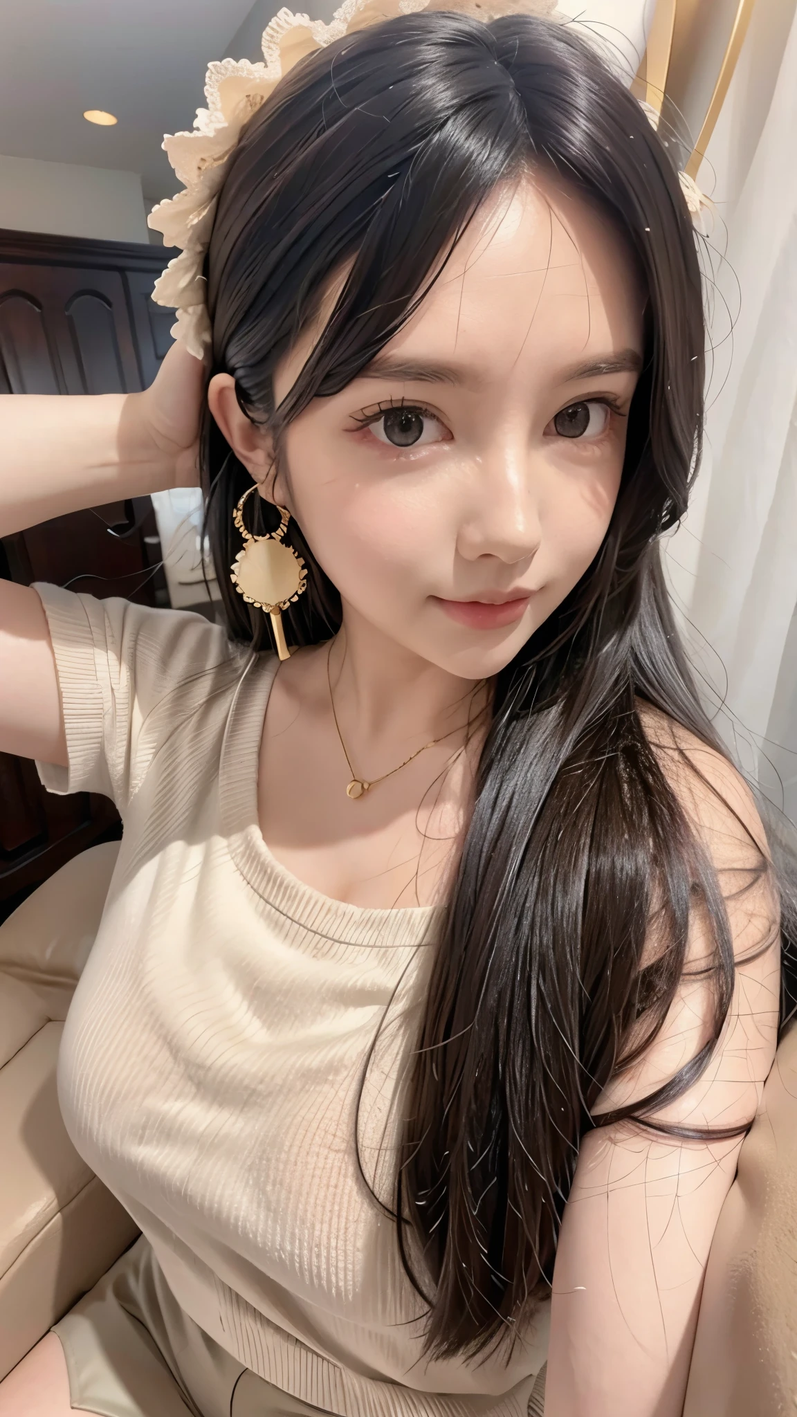 (masterpiece, best quality:1.2), 1 girl, alone,Face the camera directly，cute hair accessories